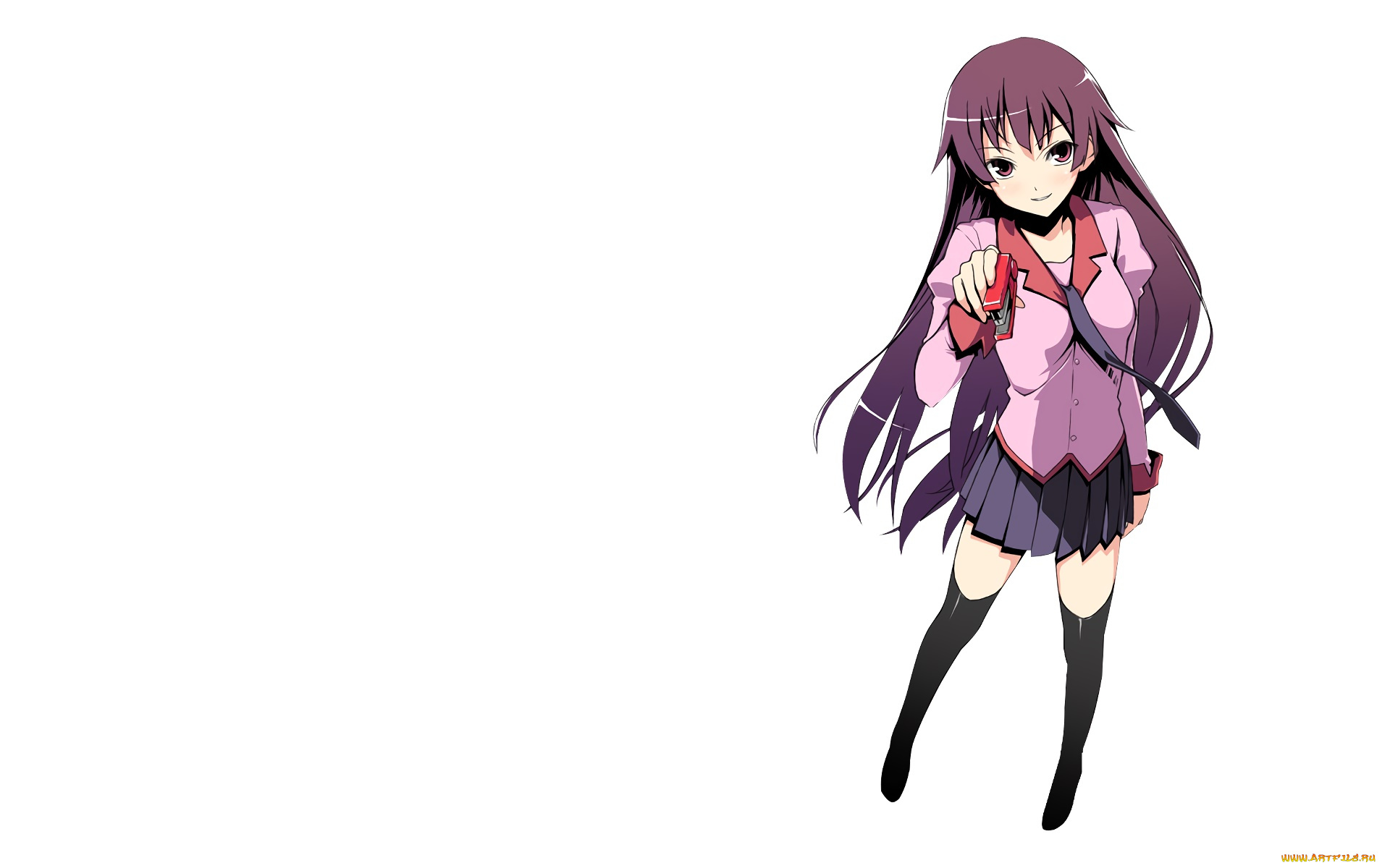 аниме, bakemonogatari, фон, взгляд, девушка