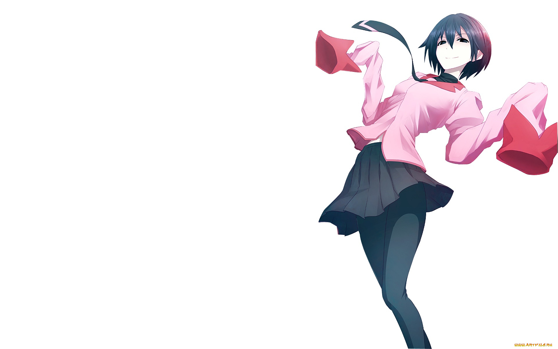 аниме, bakemonogatari, взгляд, девушка, фон