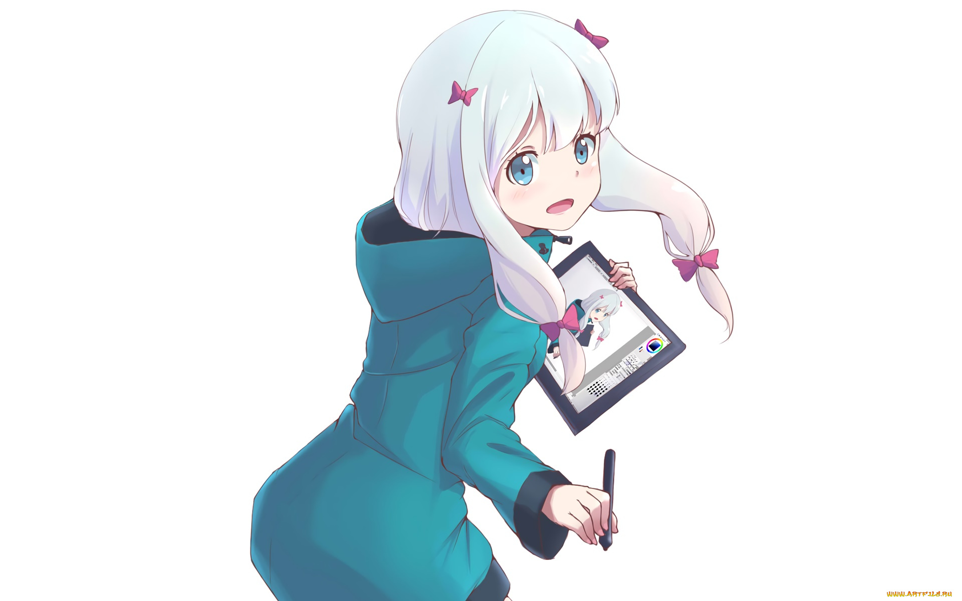 аниме, eromanga-sensei, девушка, взгляд, фон