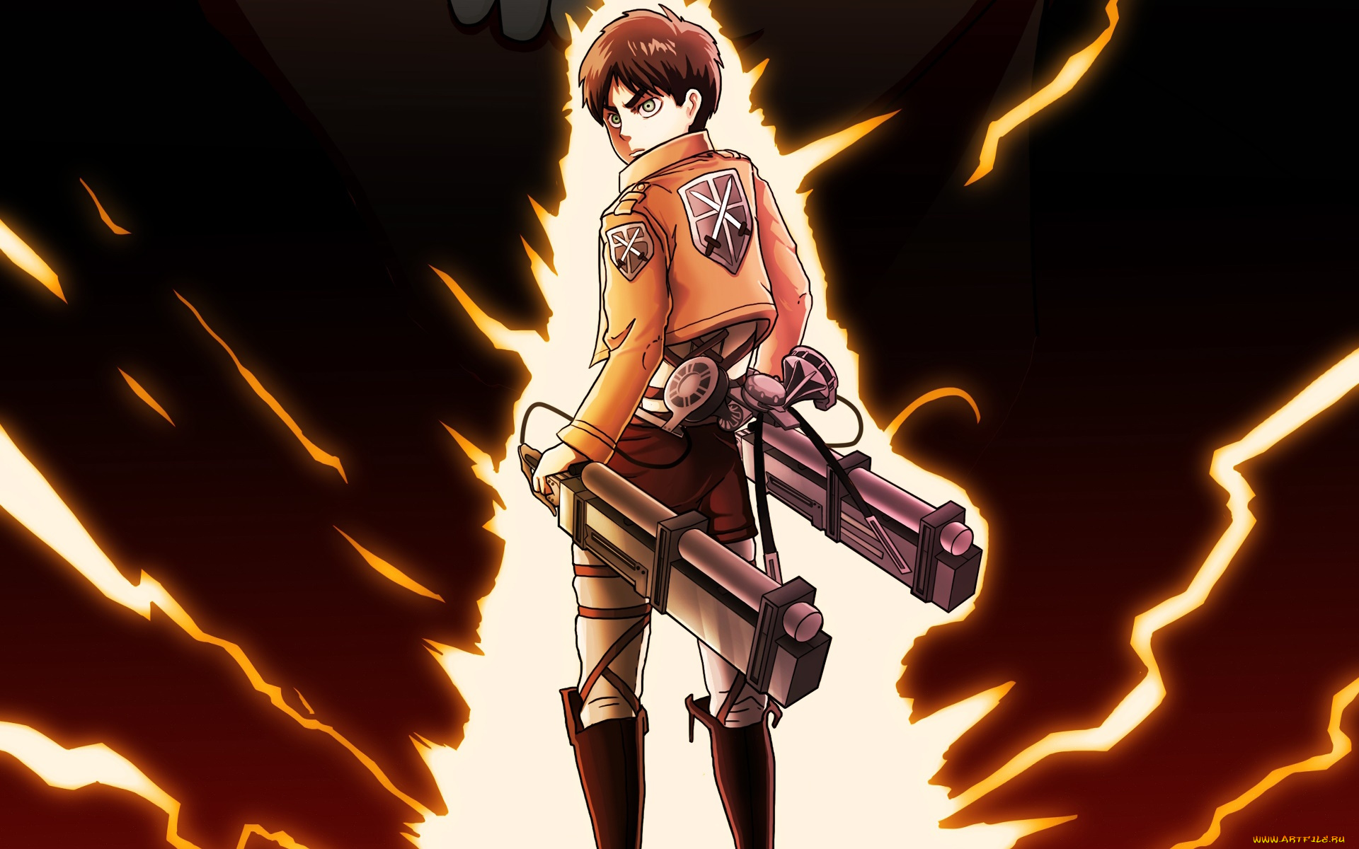 аниме, shingeki, no, kyojin, взгляд, фон, парень