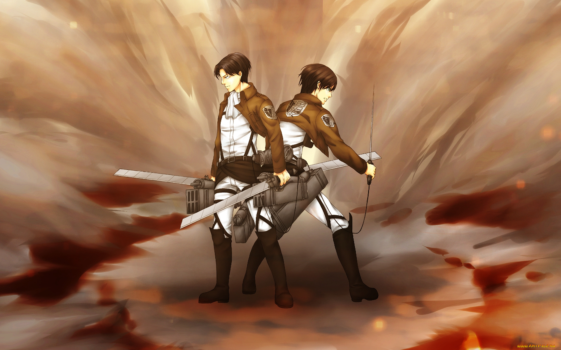 аниме, shingeki, no, kyojin, взгляд, фон, парень