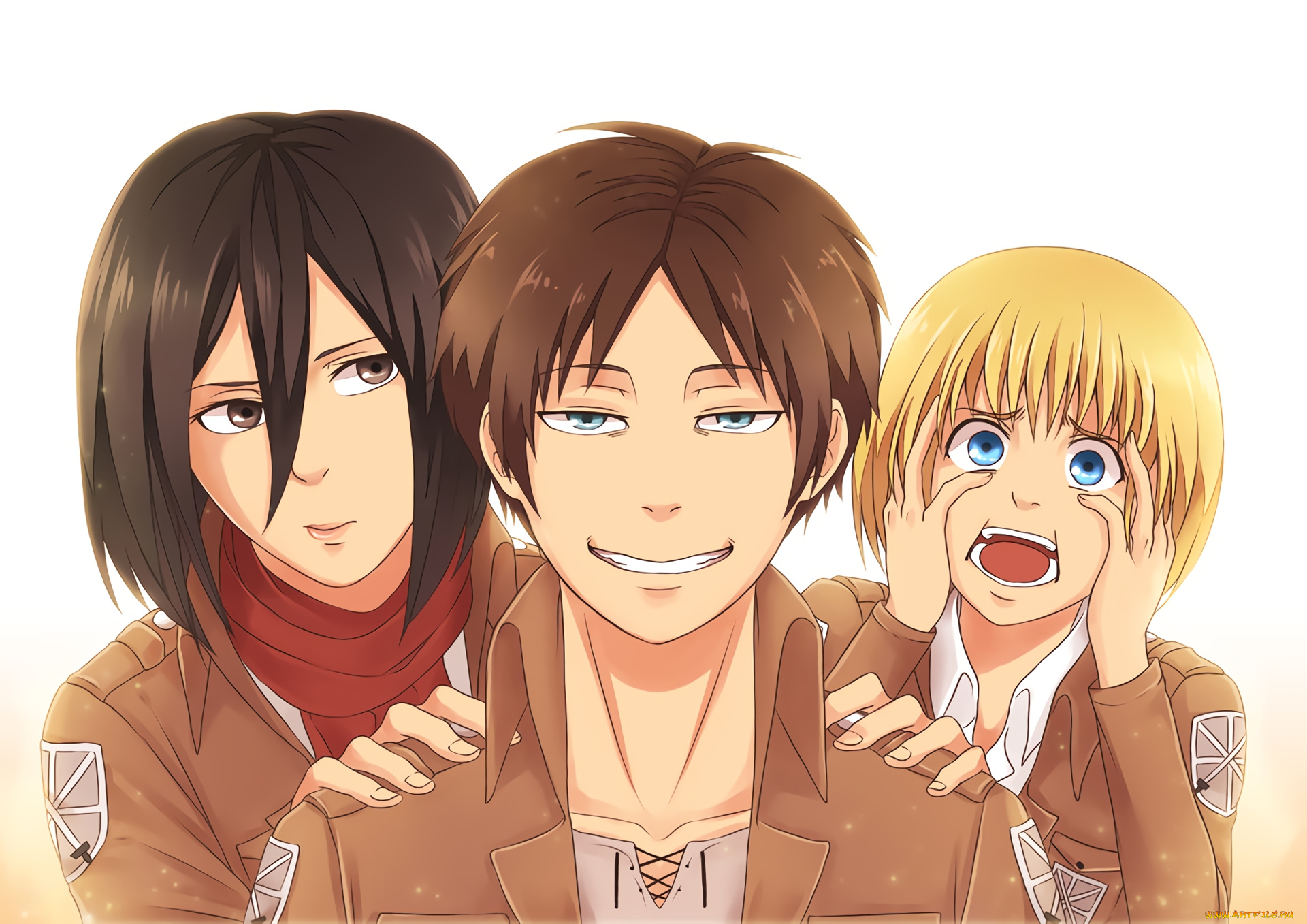 аниме, shingeki, no, kyojin, фон, взгляд, парень
