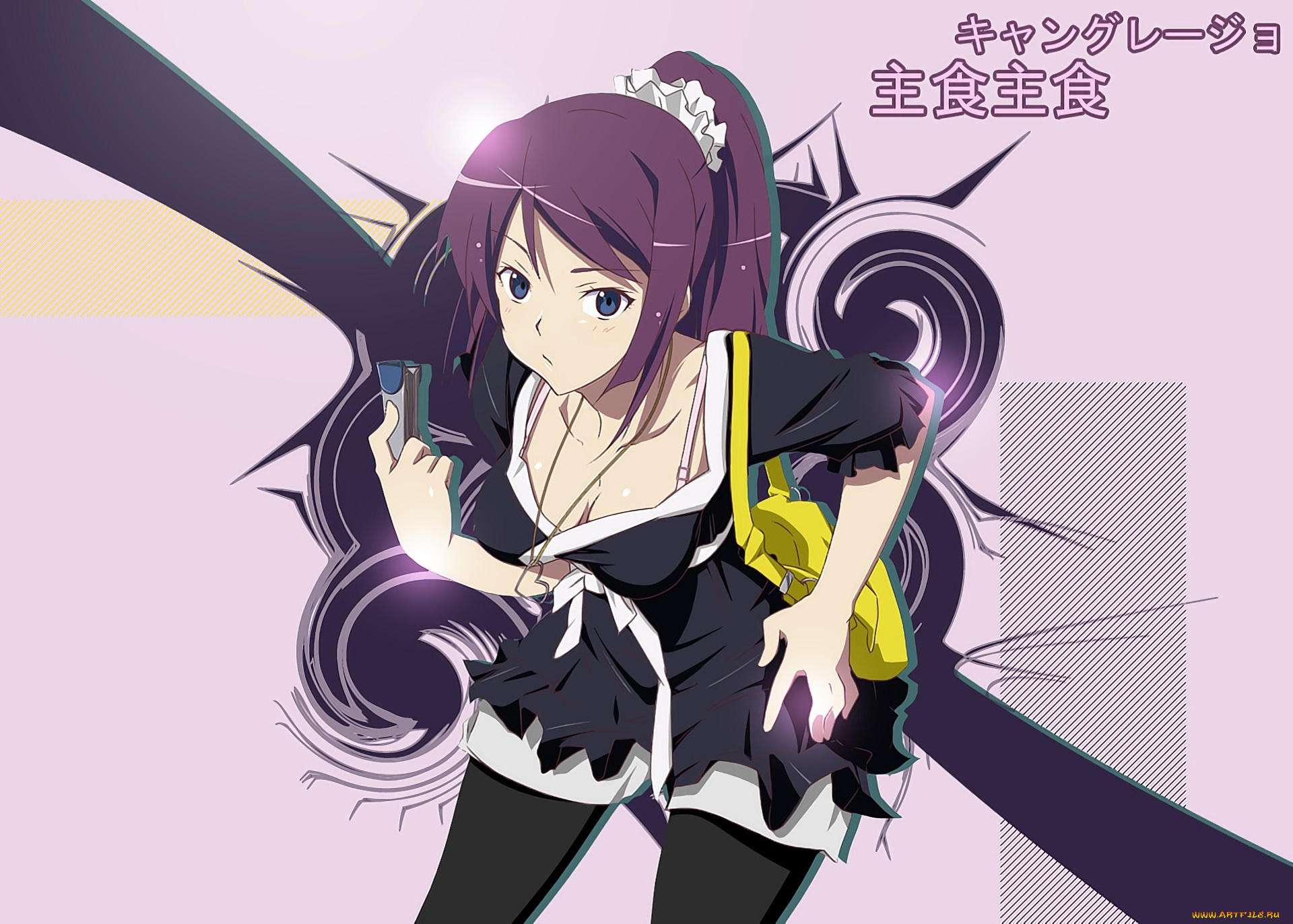 аниме, bakemonogatari, взгляд, фон, девушка