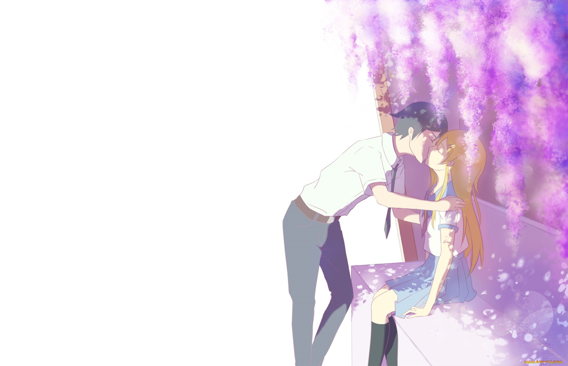 аниме, oreimo, поцелуй