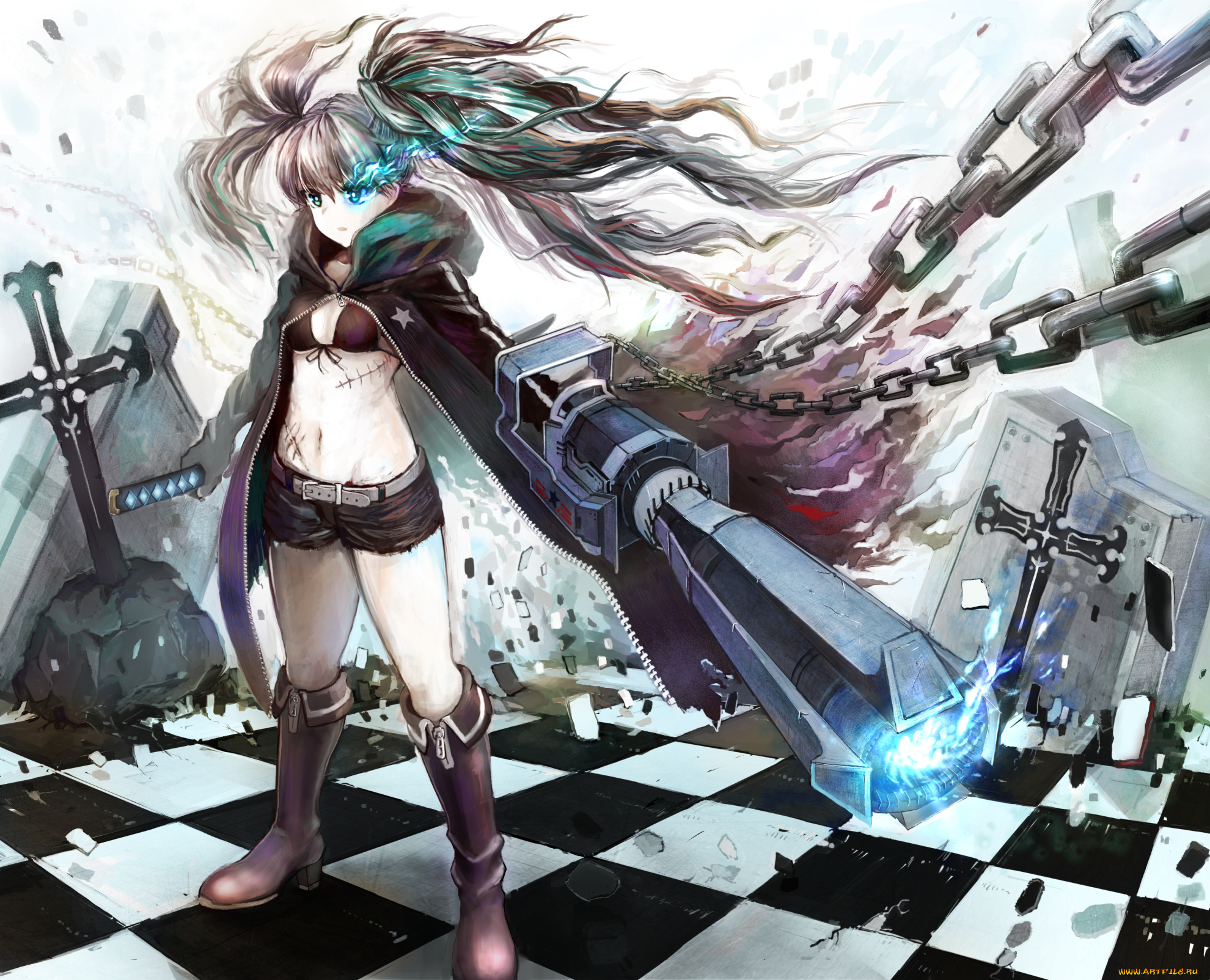 аниме, black, rock, shooter, kuroi, mato