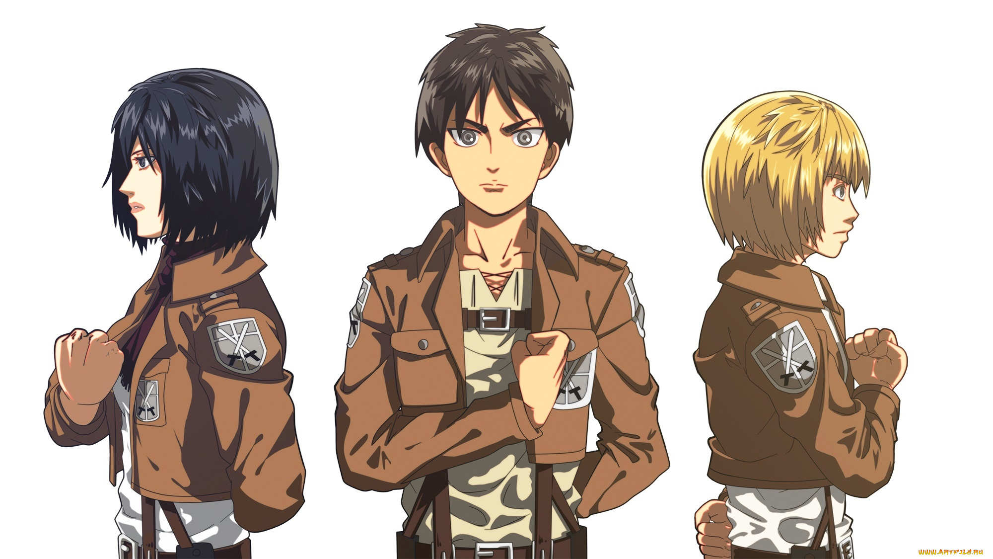 аниме, shingeki, no, kyojin, фон, взгляд, парень