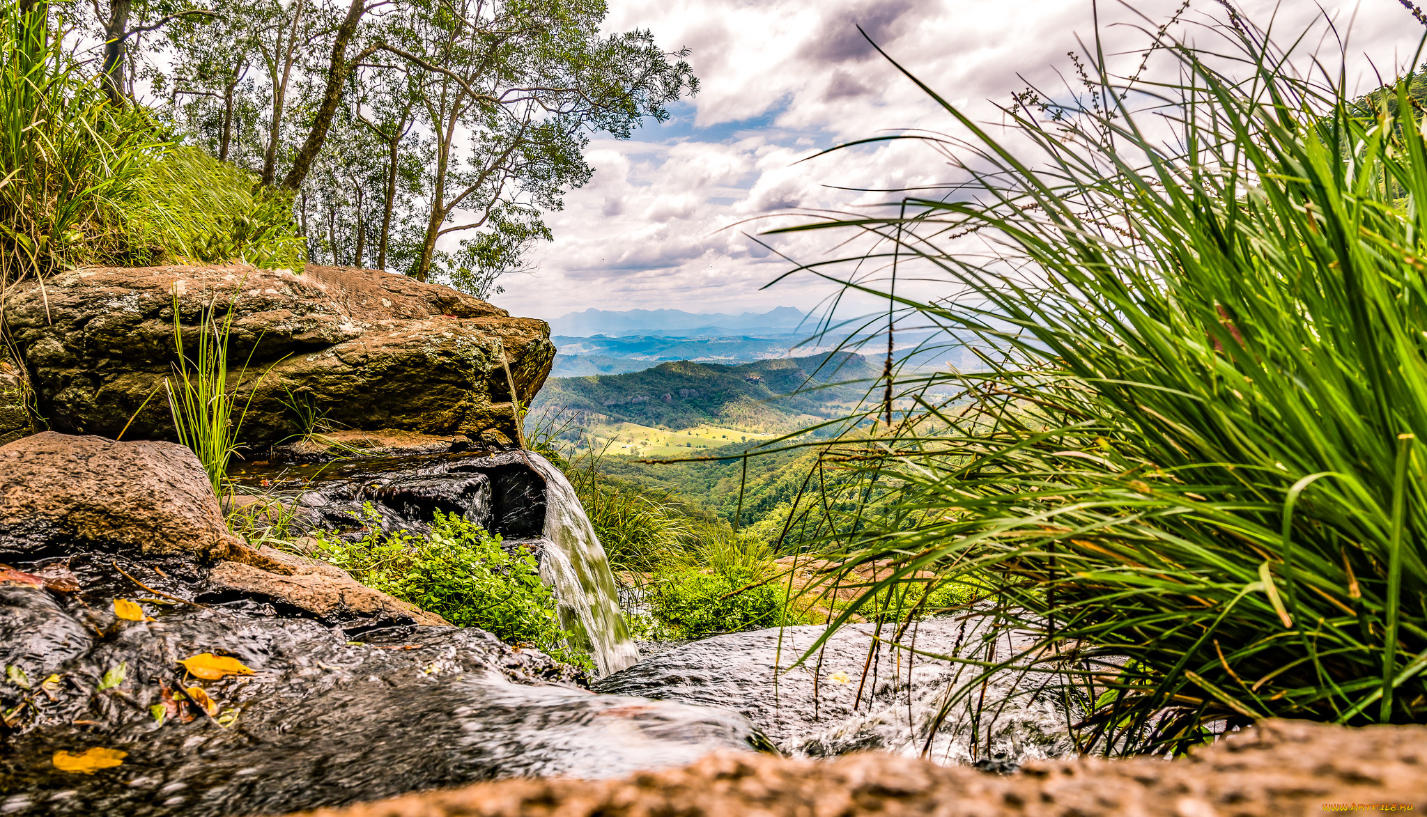 природа, водопады, водопад, река, лес