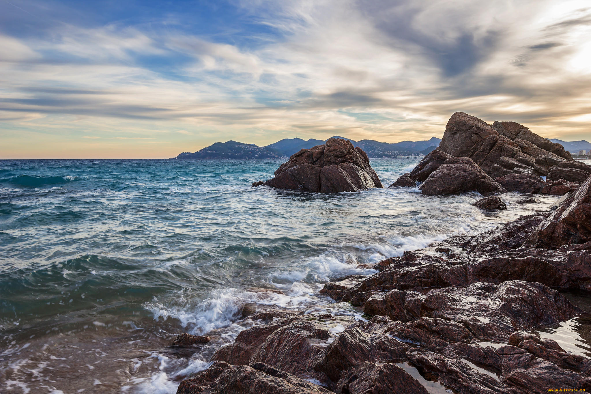 природа, побережье, пляж, берег, канны, франция, море