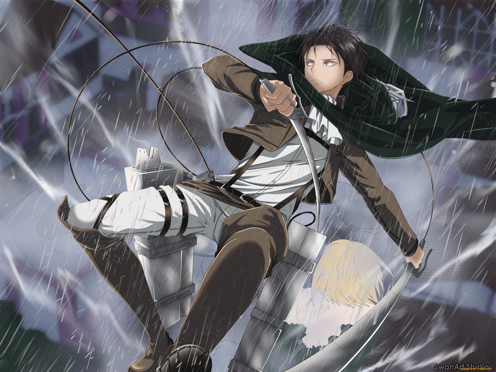 аниме, shingeki, no, kyojin, парень, взгляд, фон