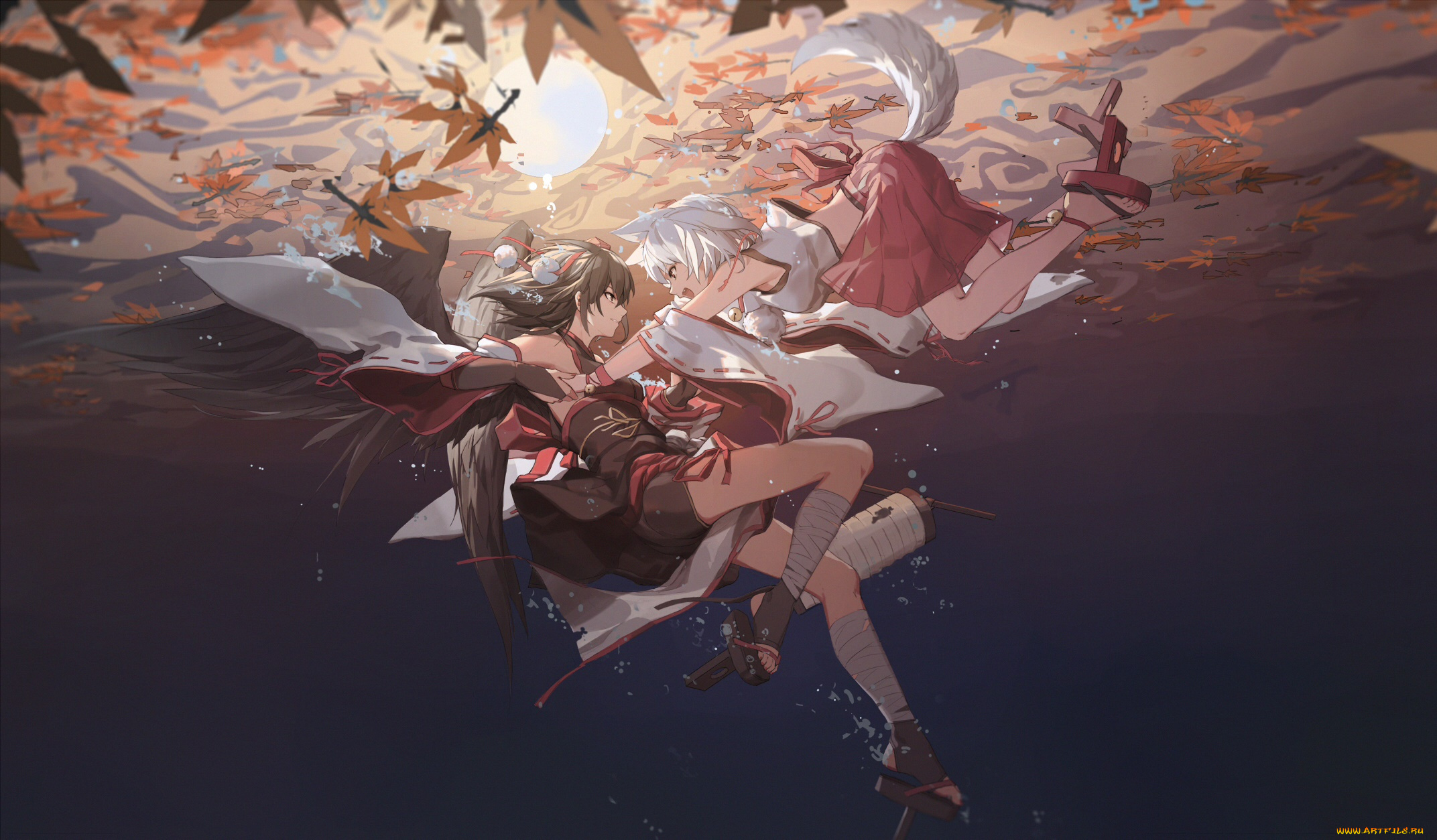 аниме, touhou, девушка, взгляд, фон