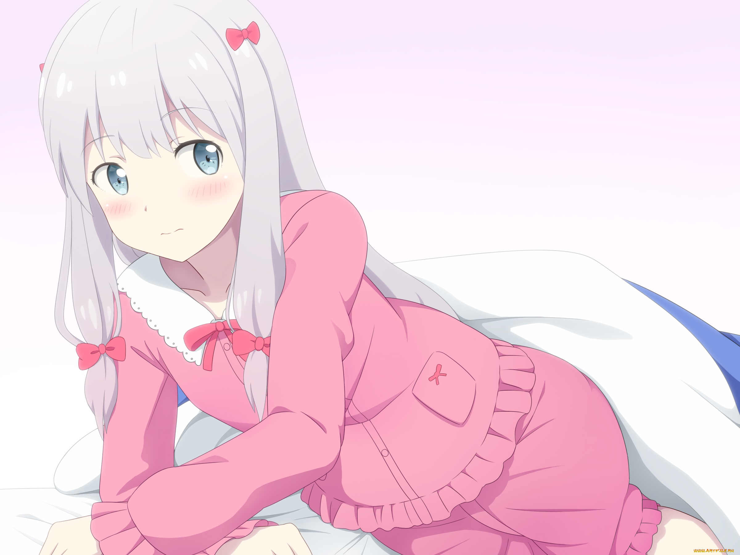 аниме, eromanga-sensei, девушка, взгляд, фон