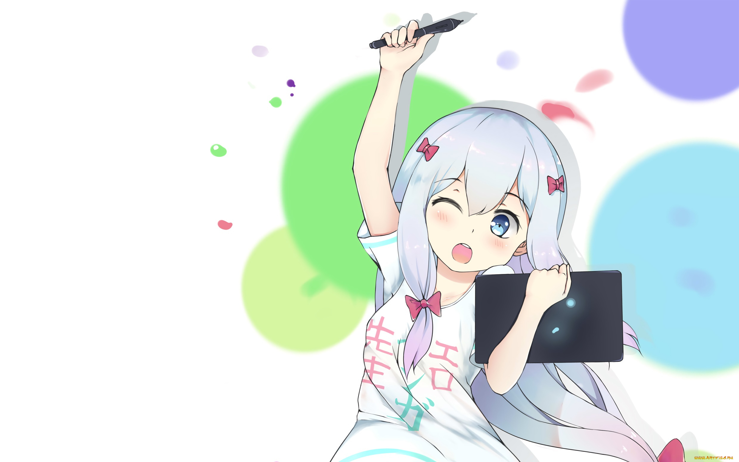 аниме, eromanga-sensei, девушка, взгляд, фон
