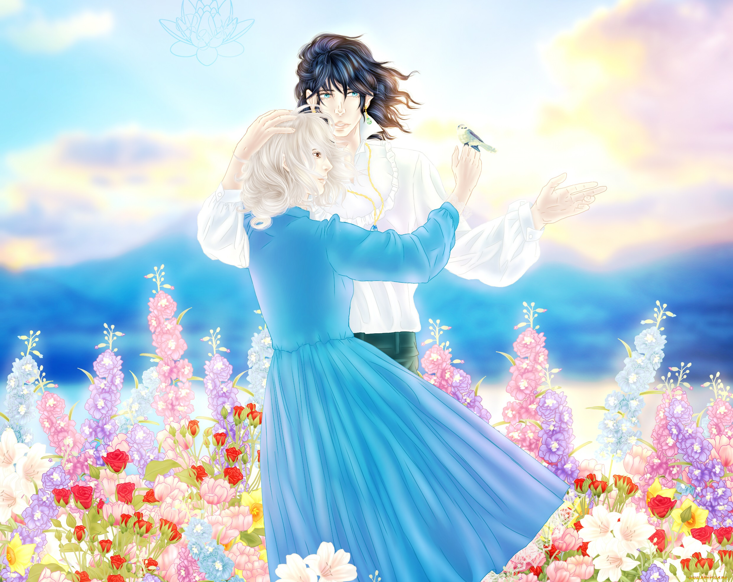 аниме, howl`s, moving, castle, двое