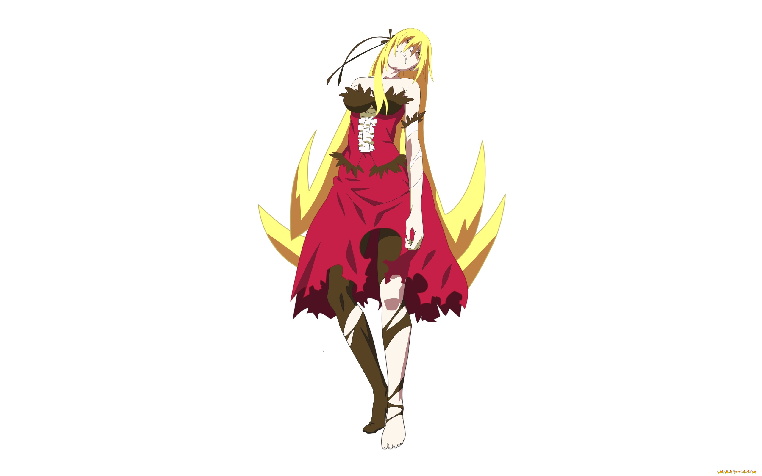 аниме, bakemonogatari, девушка, фон, взгляд