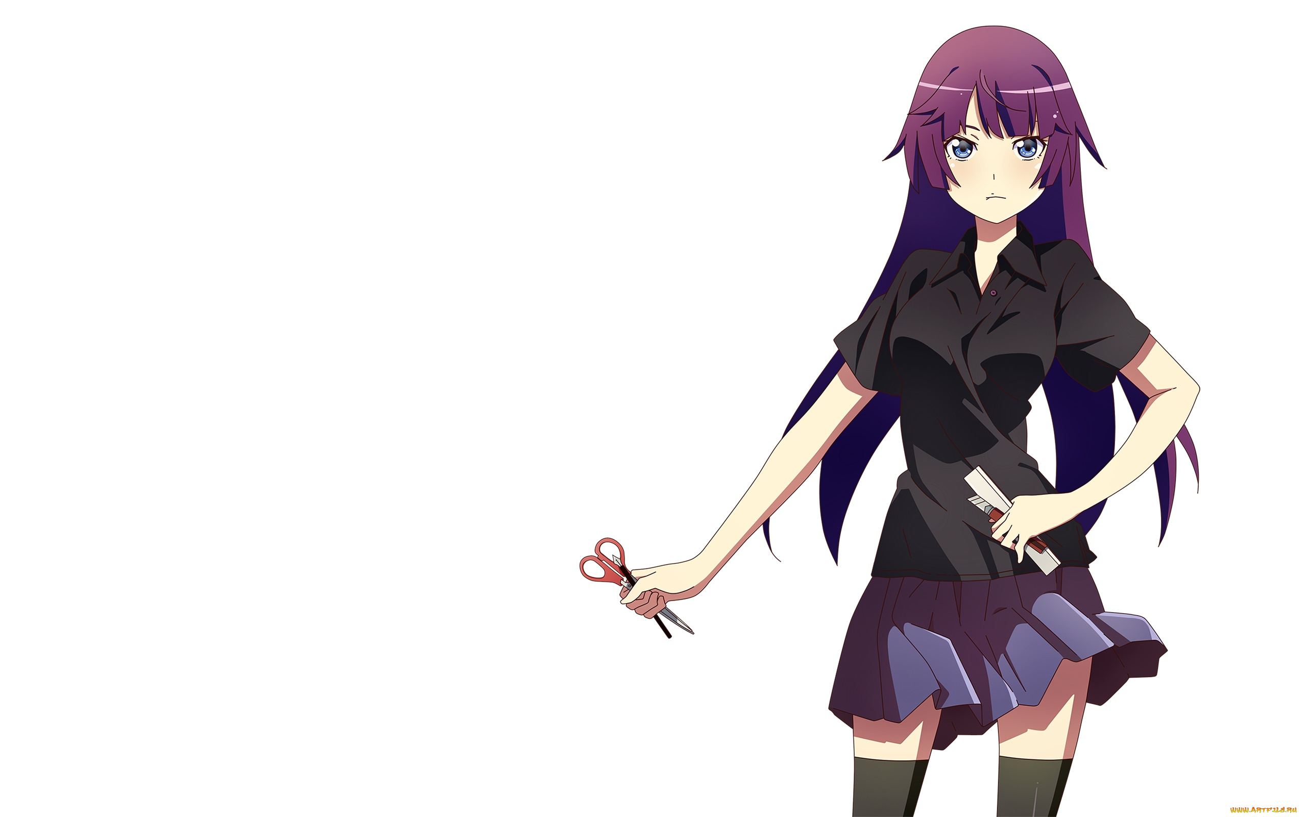 аниме, bakemonogatari, фон, взгляд, девушка