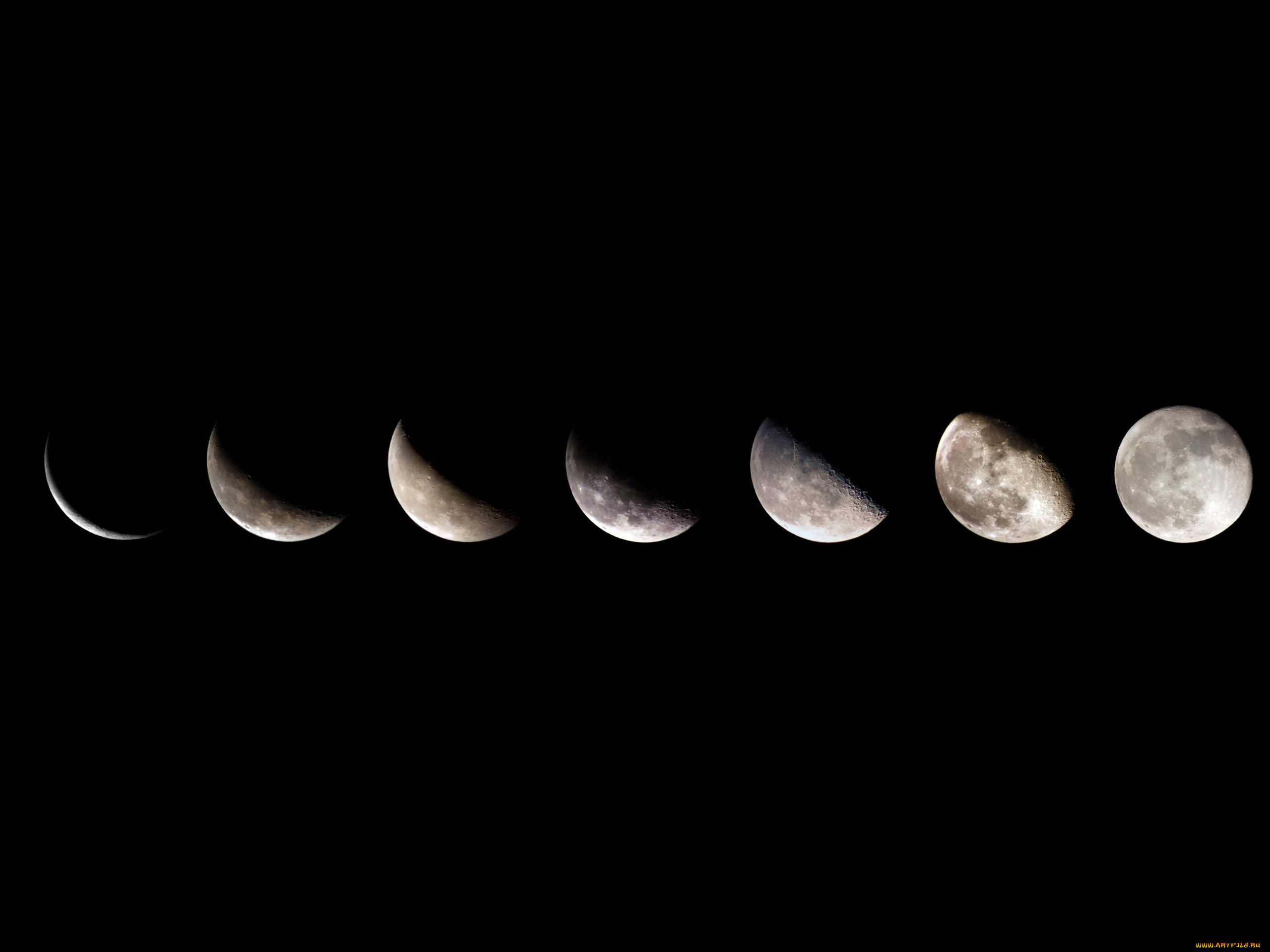 космос, луна, ночь, небо