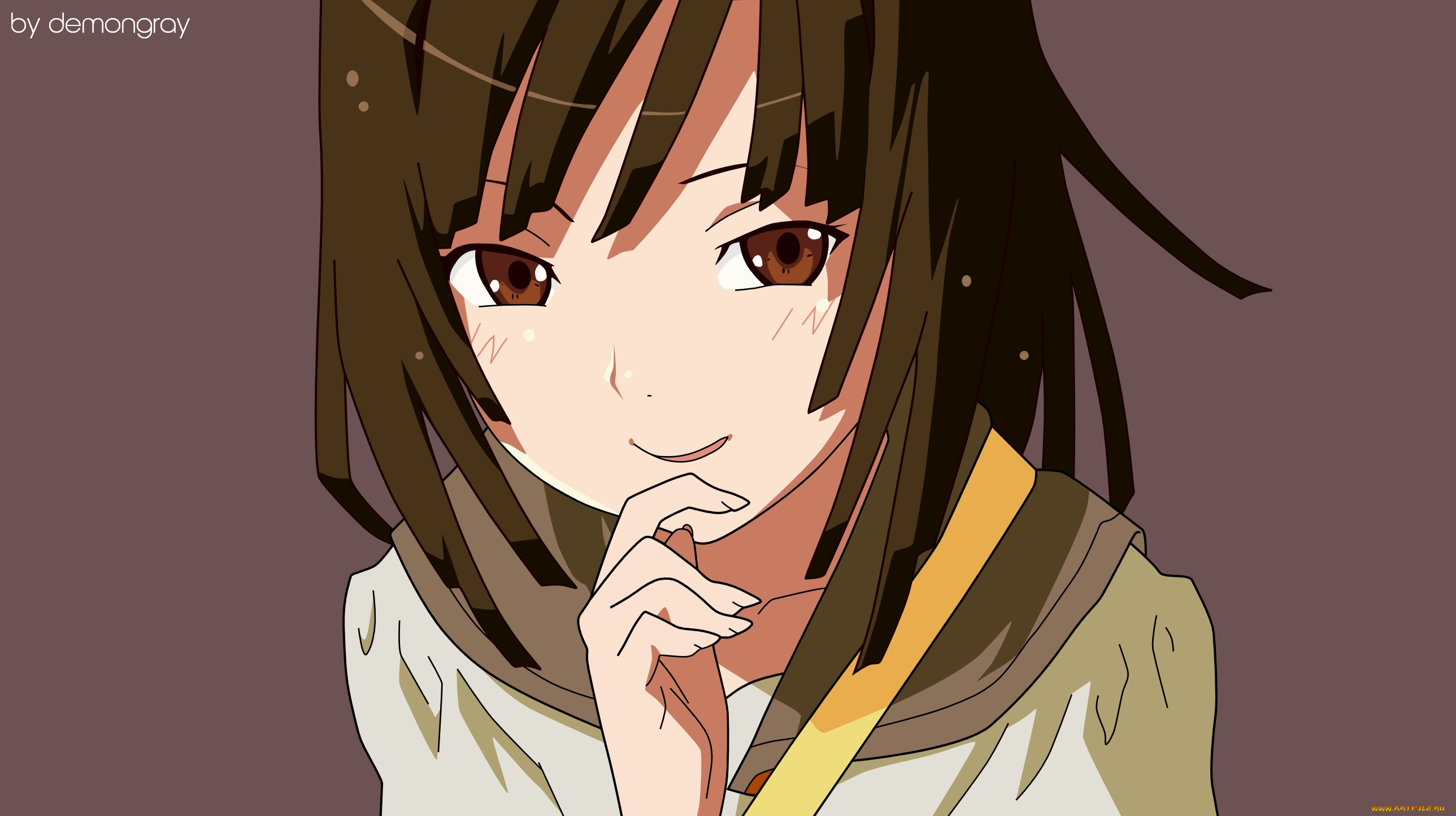 аниме, bakemonogatari, фон, девушка, взгляд