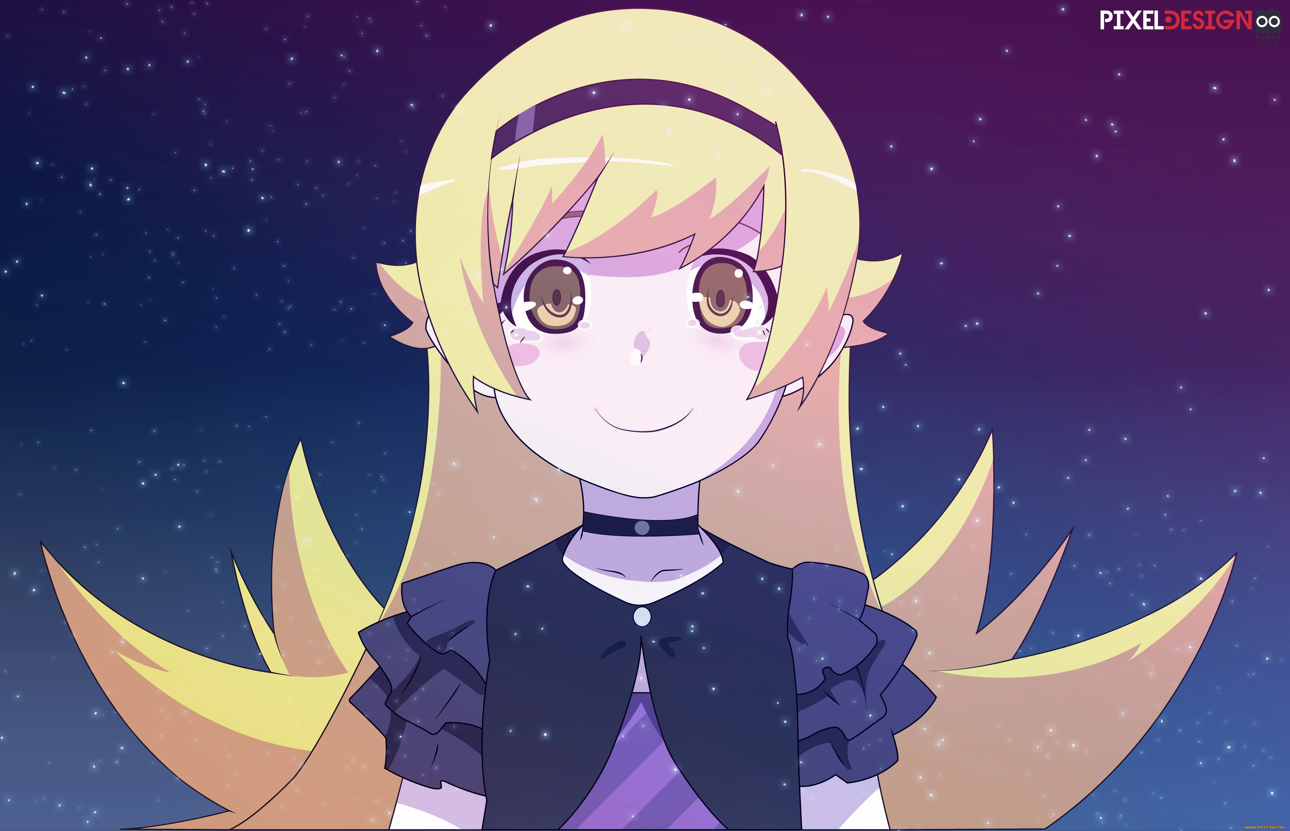 аниме, bakemonogatari, фон, взгляд, девушка