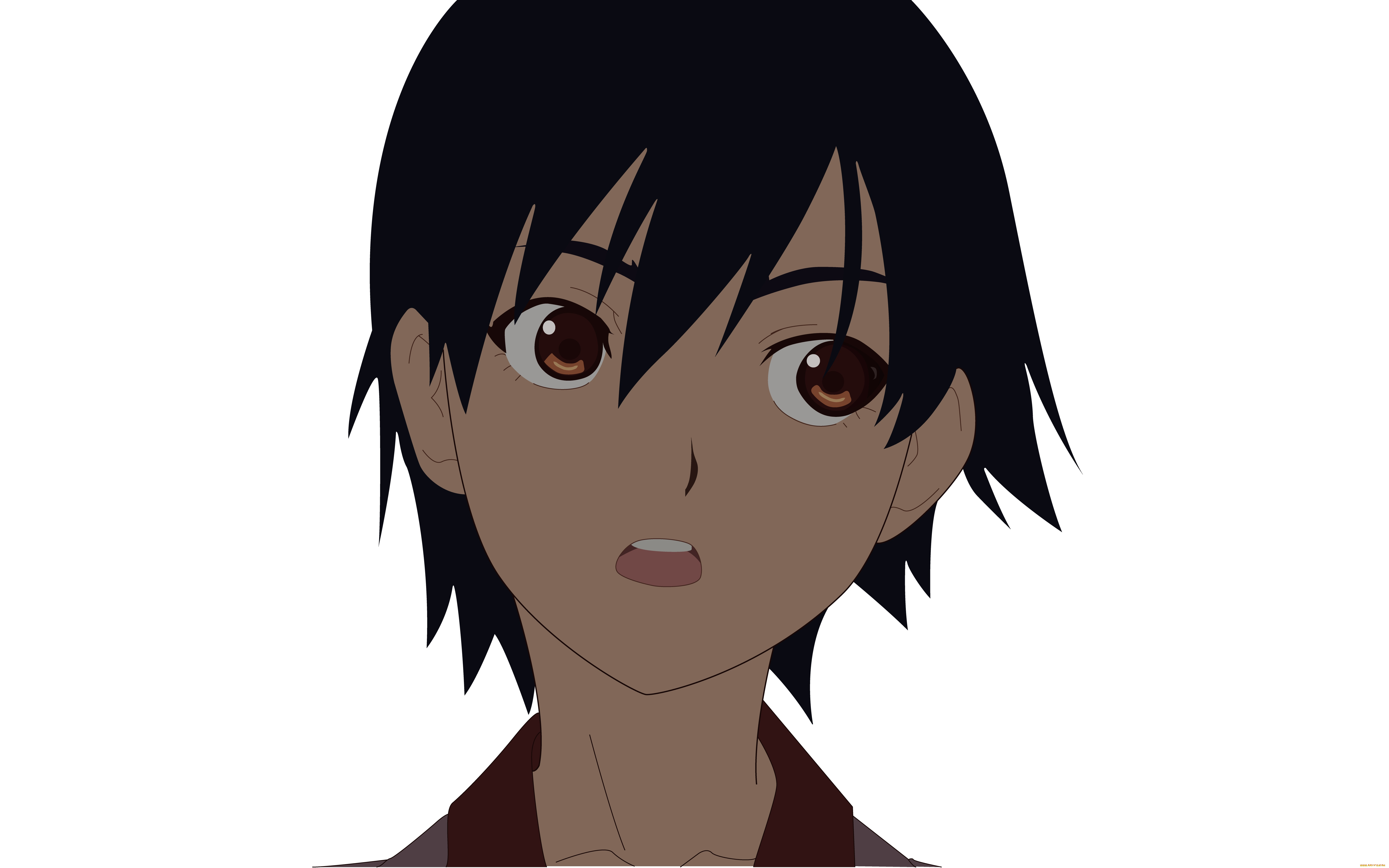 аниме, bakemonogatari, девушка, взгляд, фон