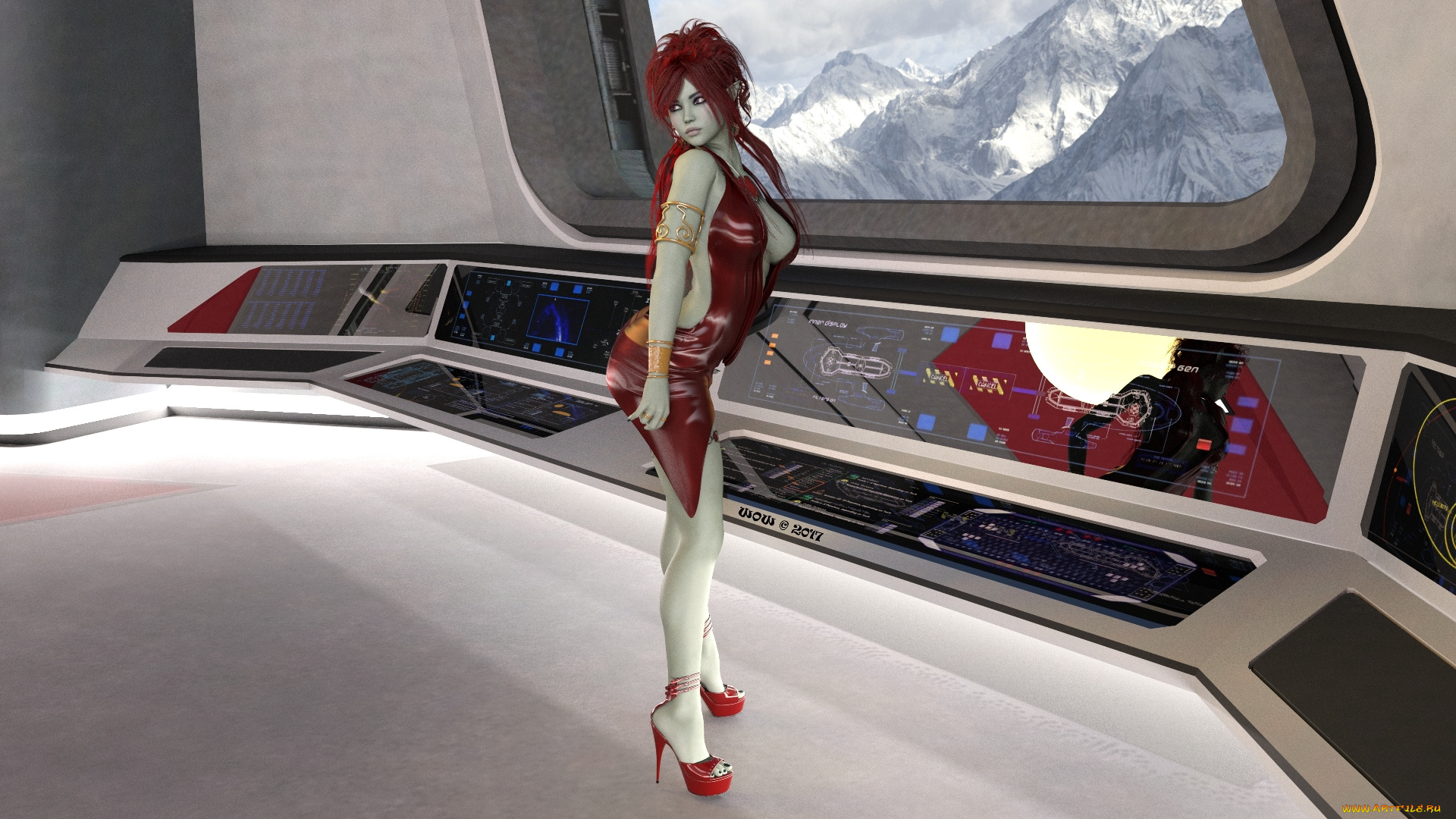 3д, графика, фантазия, , fantasy, фон, взгляд, девушка