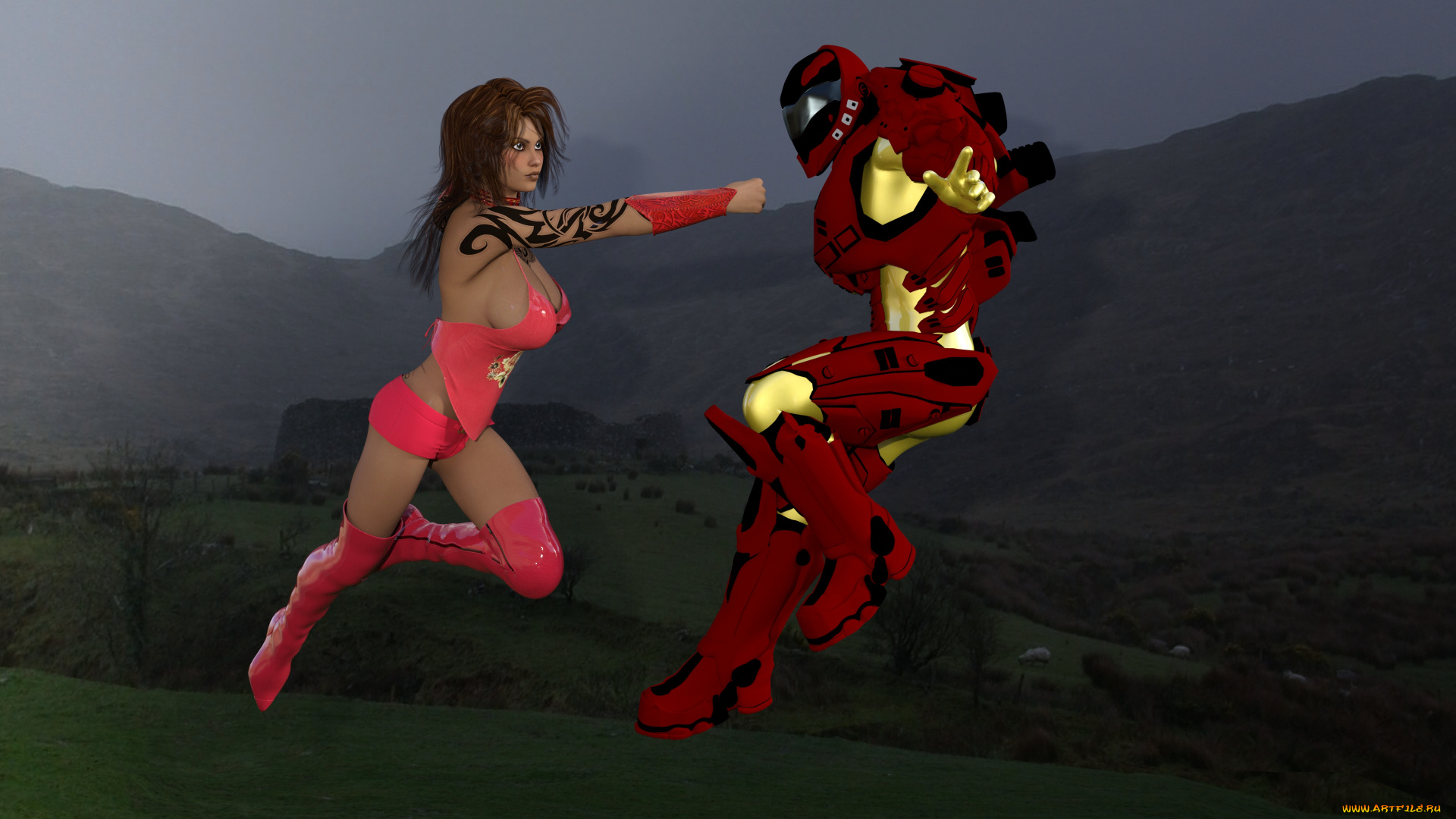 3д, графика, фантазия, , fantasy, фон, взгляд, девушка