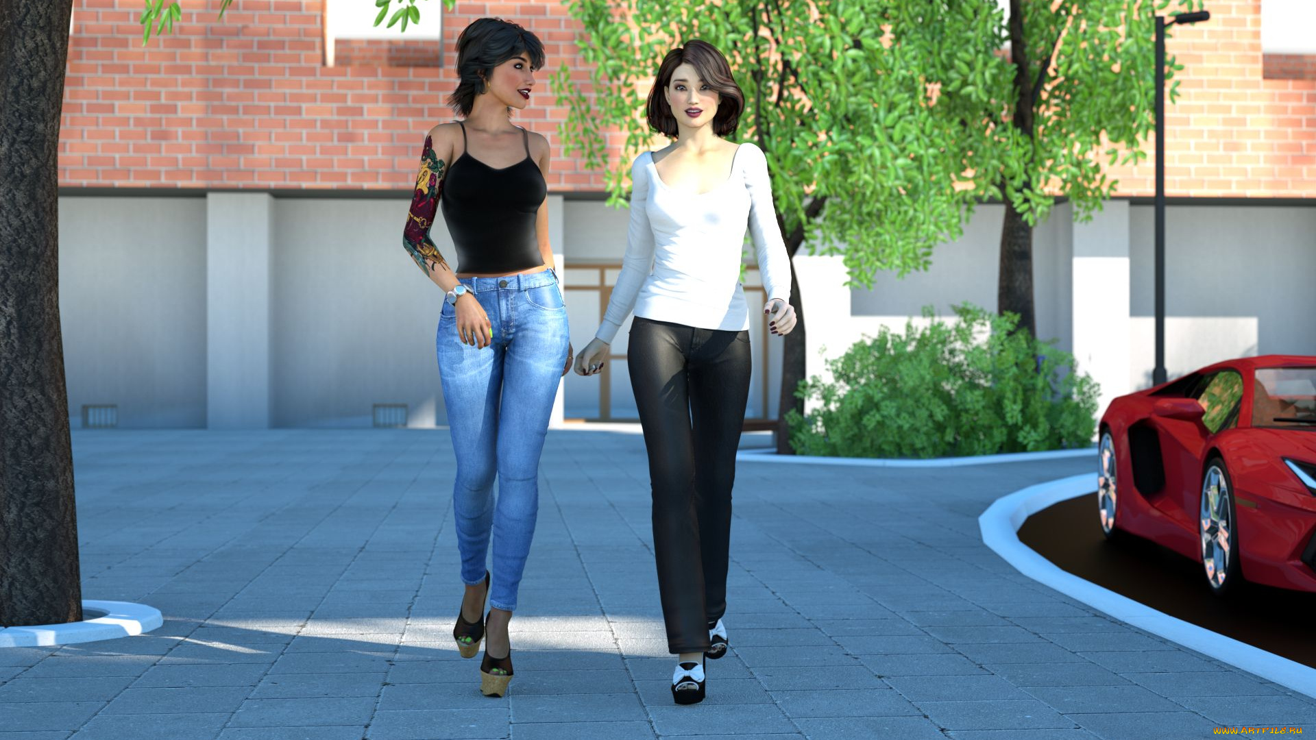 3д, графика, люди, , people, фон, взгляд, девушки