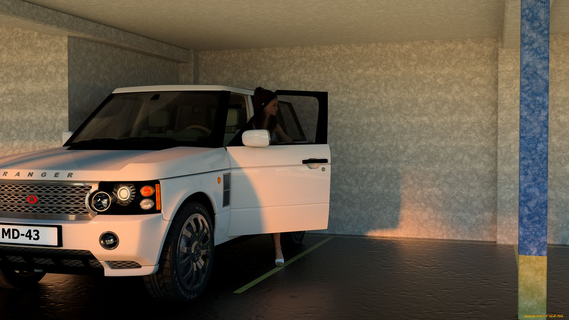 3д, графика, люди-авто, мото, , people-, car, , , moto, фон, девушка, взгляд