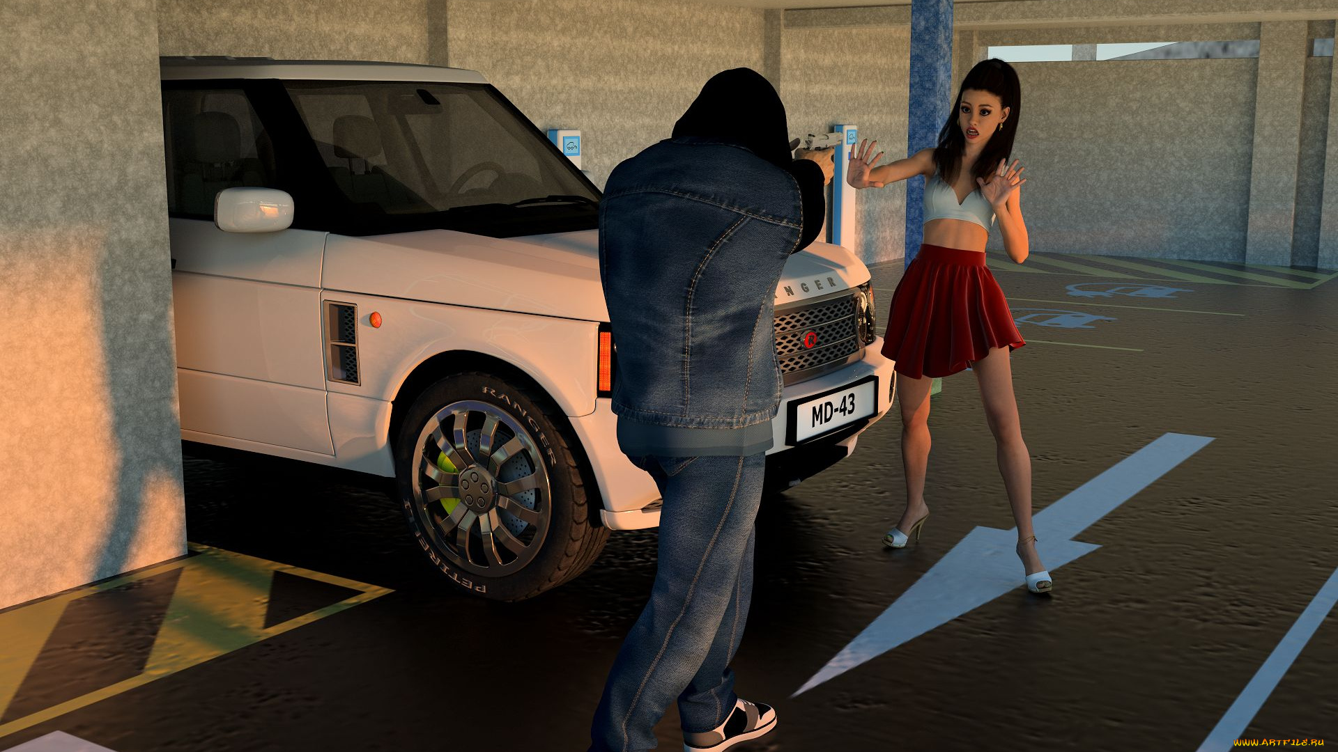 3д, графика, люди-авто, мото, , people-, car, , , moto, взгляд, девушка, фон