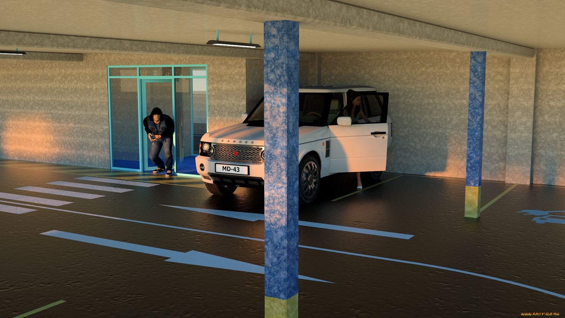 3д, графика, люди-авто, мото, , people-, car, , , moto, фон, взгляд, девушка