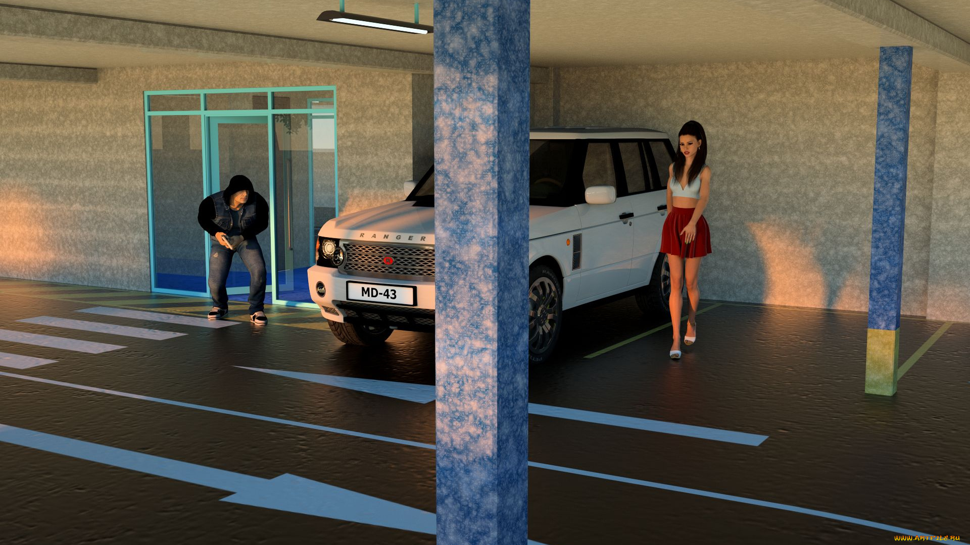 3д, графика, люди-авто, мото, , people-, car, , , moto, фон, взгляд, девушка