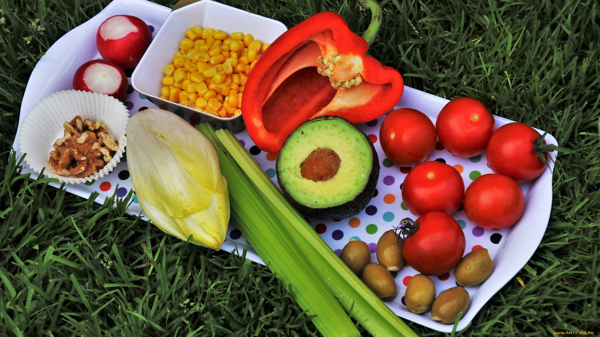 еда, натюрморт, редиска, перец, томаты, помидоры