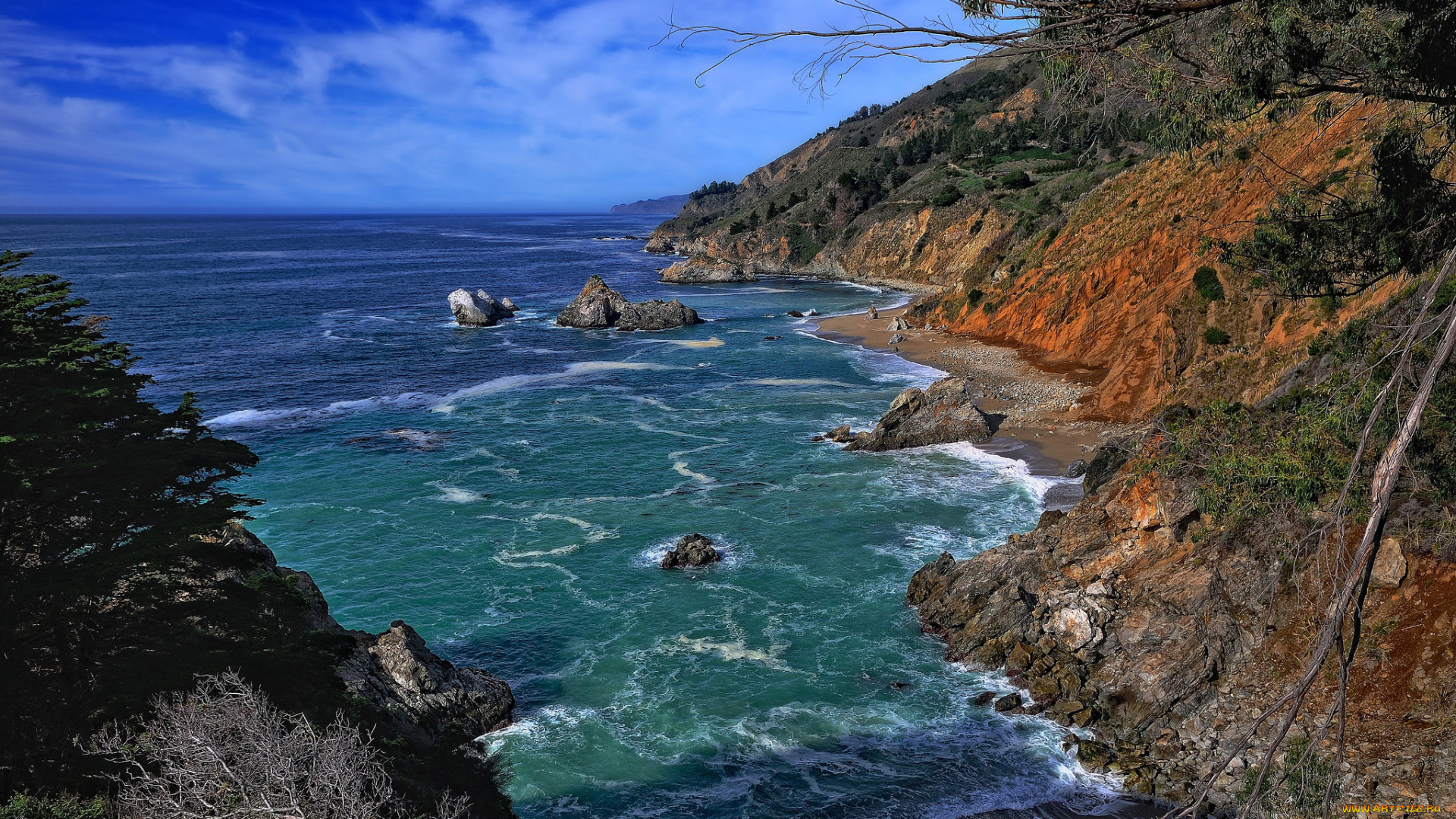 природа, побережье, простор