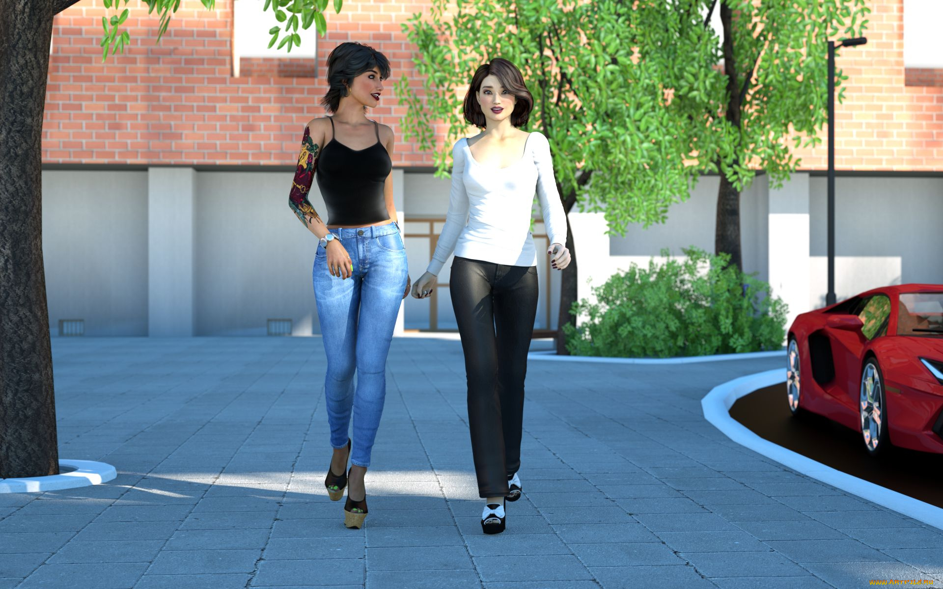 3д, графика, люди, , people, фон, взгляд, девушки