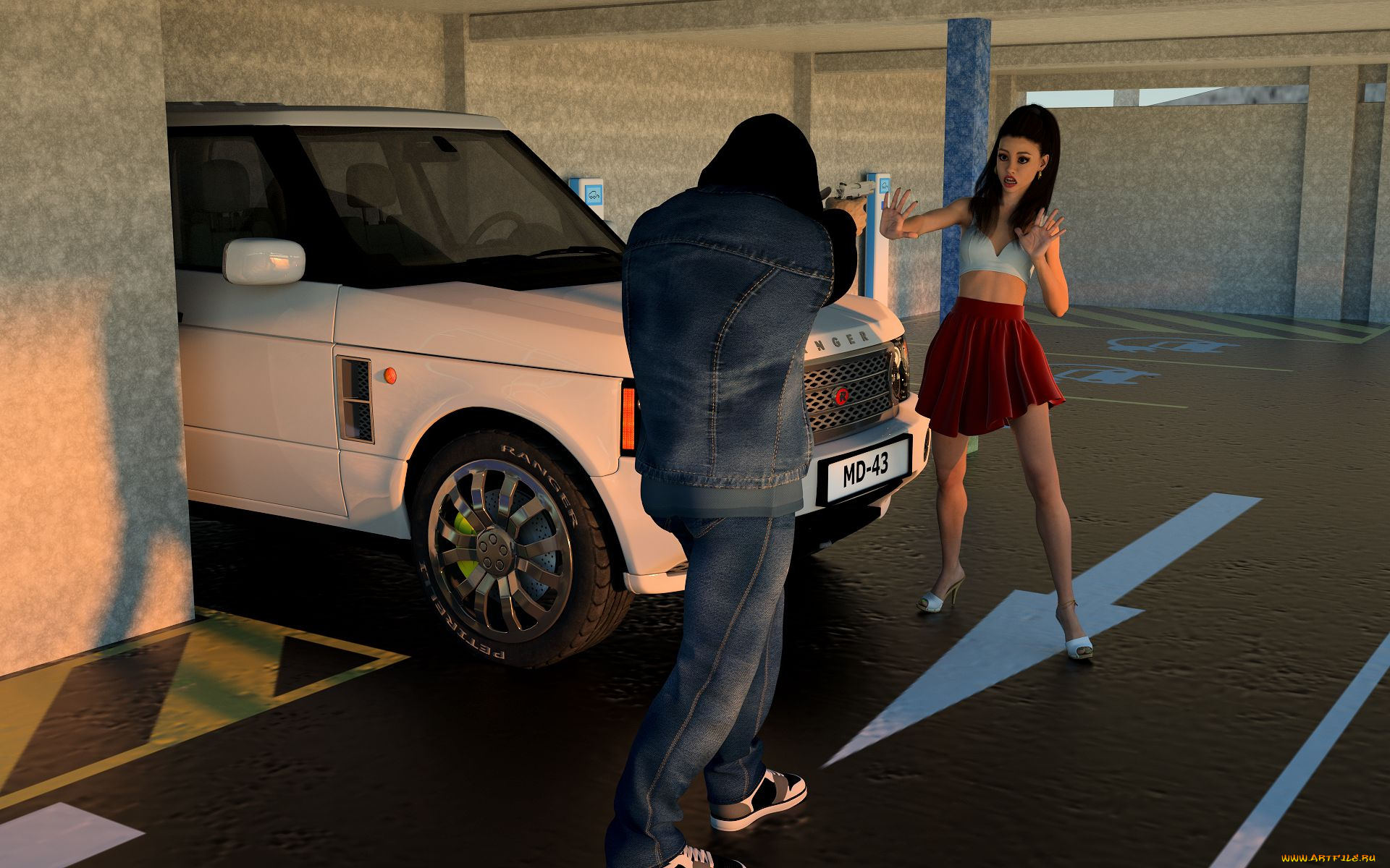 3д, графика, люди-авто, мото, , people-, car, , , moto, взгляд, девушка, фон