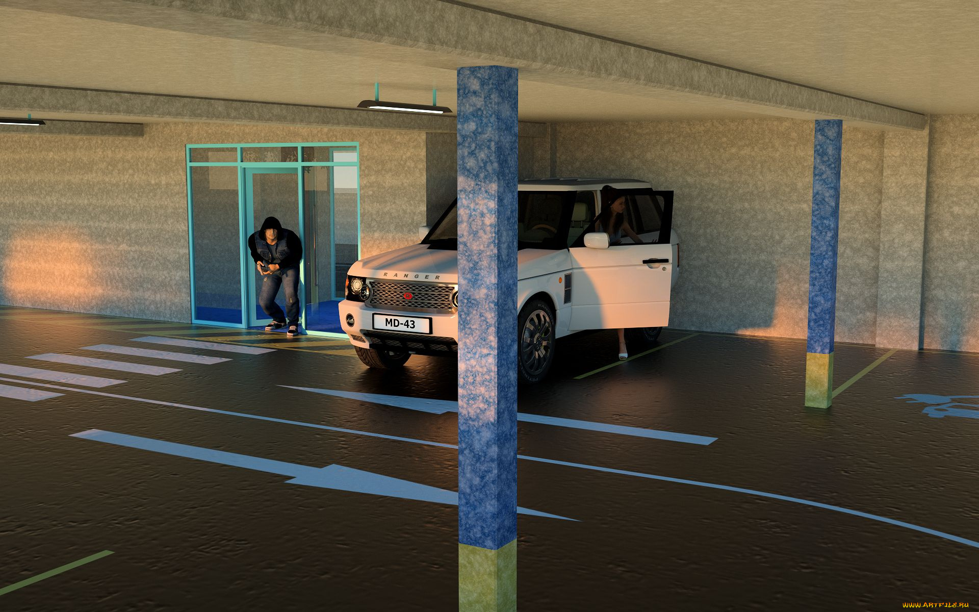 3д, графика, люди-авто, мото, , people-, car, , , moto, фон, взгляд, девушка