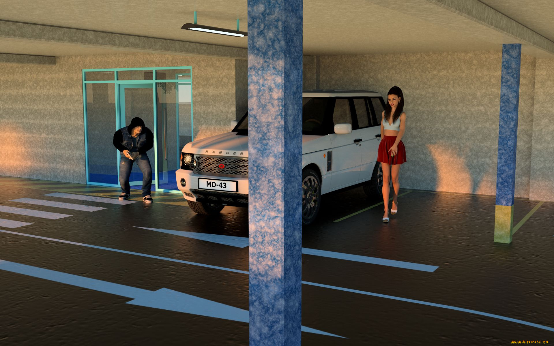 3д, графика, люди-авто, мото, , people-, car, , , moto, фон, взгляд, девушка