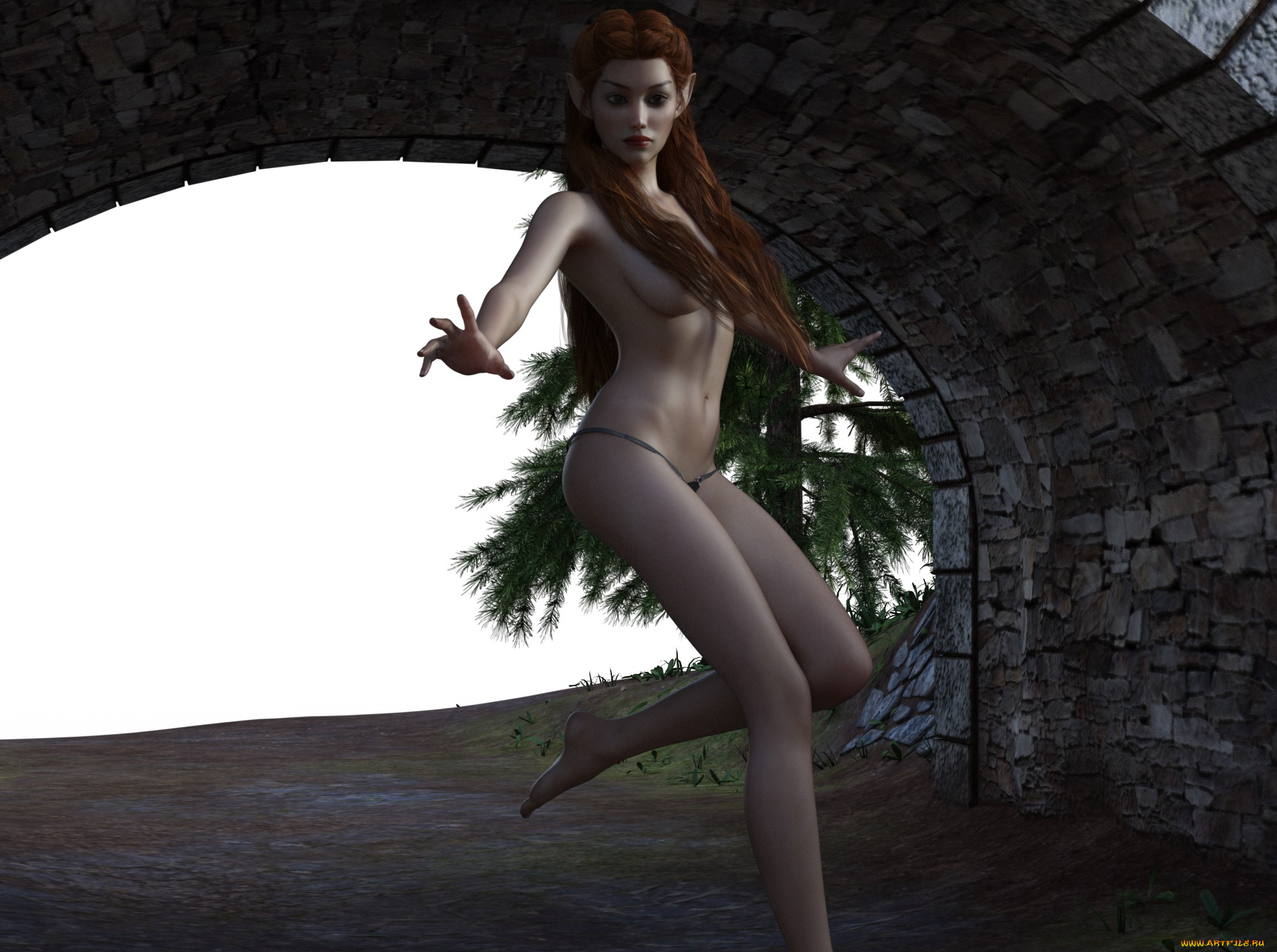 3д, графика, эльфы, , elves, эльфийка, взгляд, фон