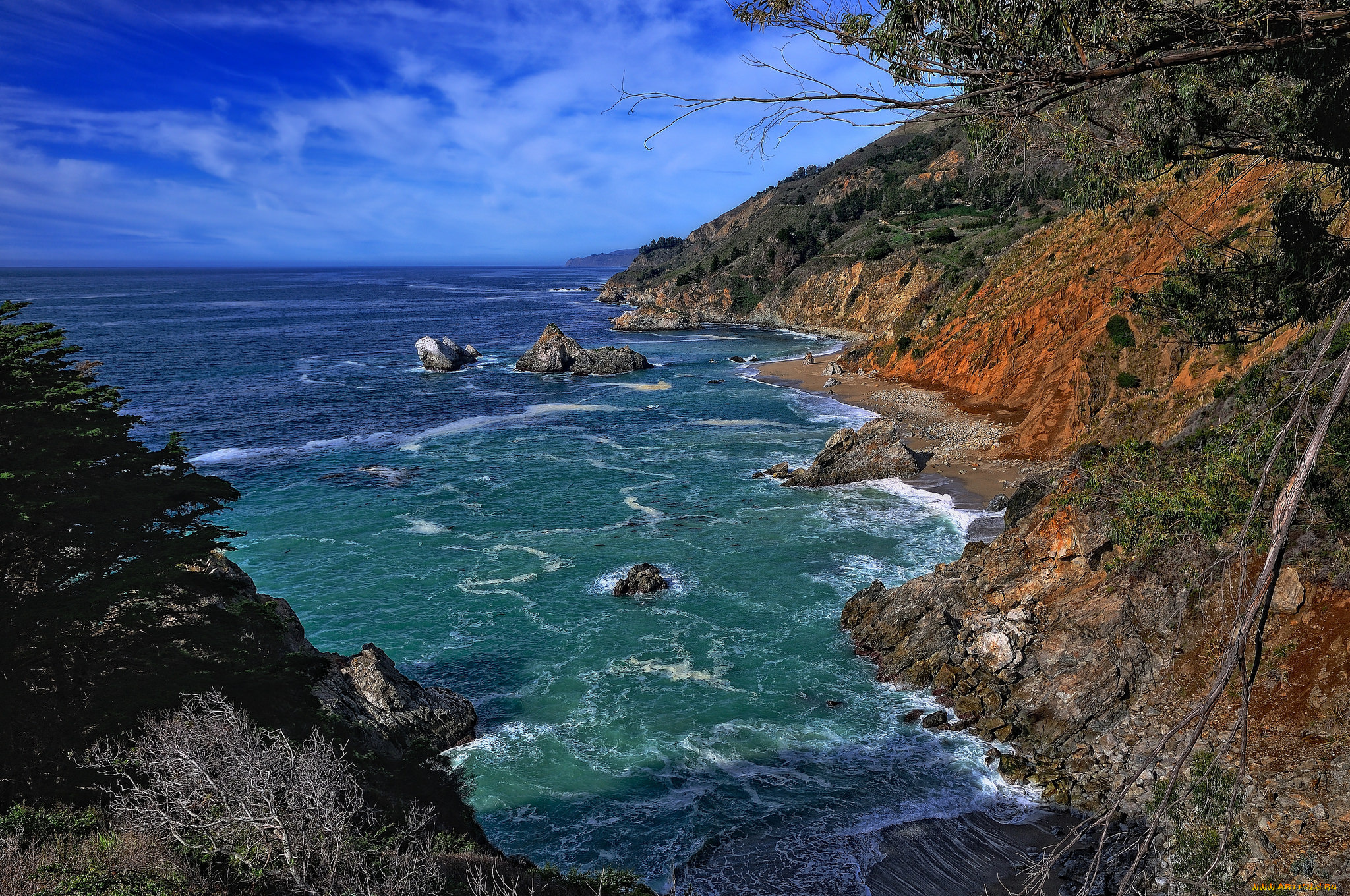 природа, побережье, простор