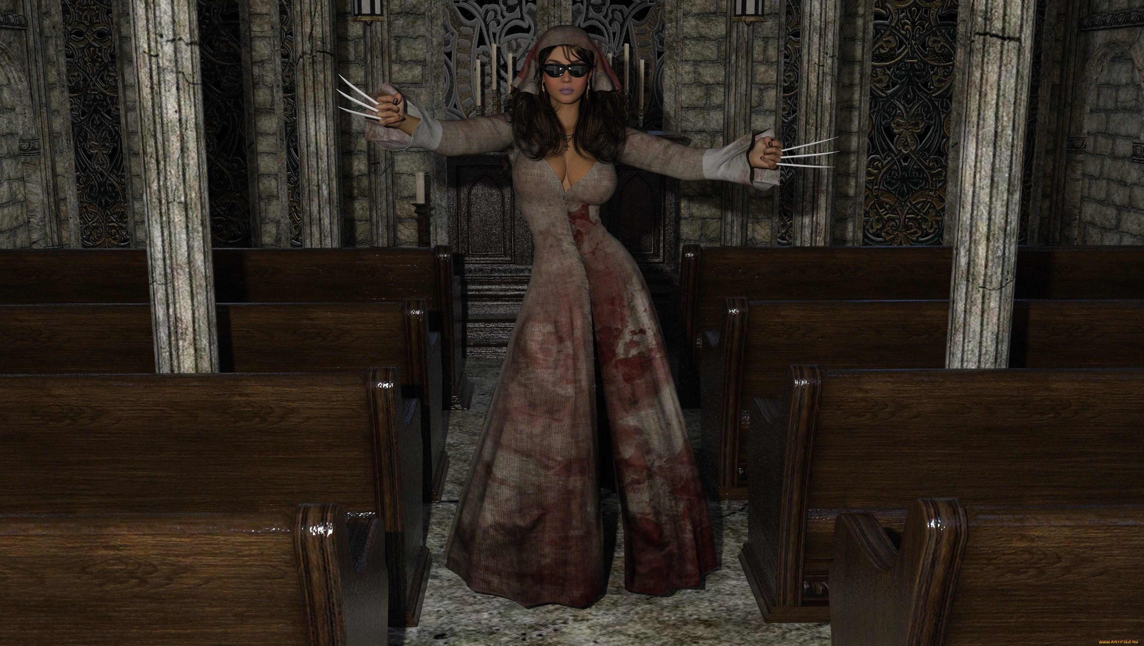 3д, графика, фантазия, , fantasy, девушка, фон, взгляд