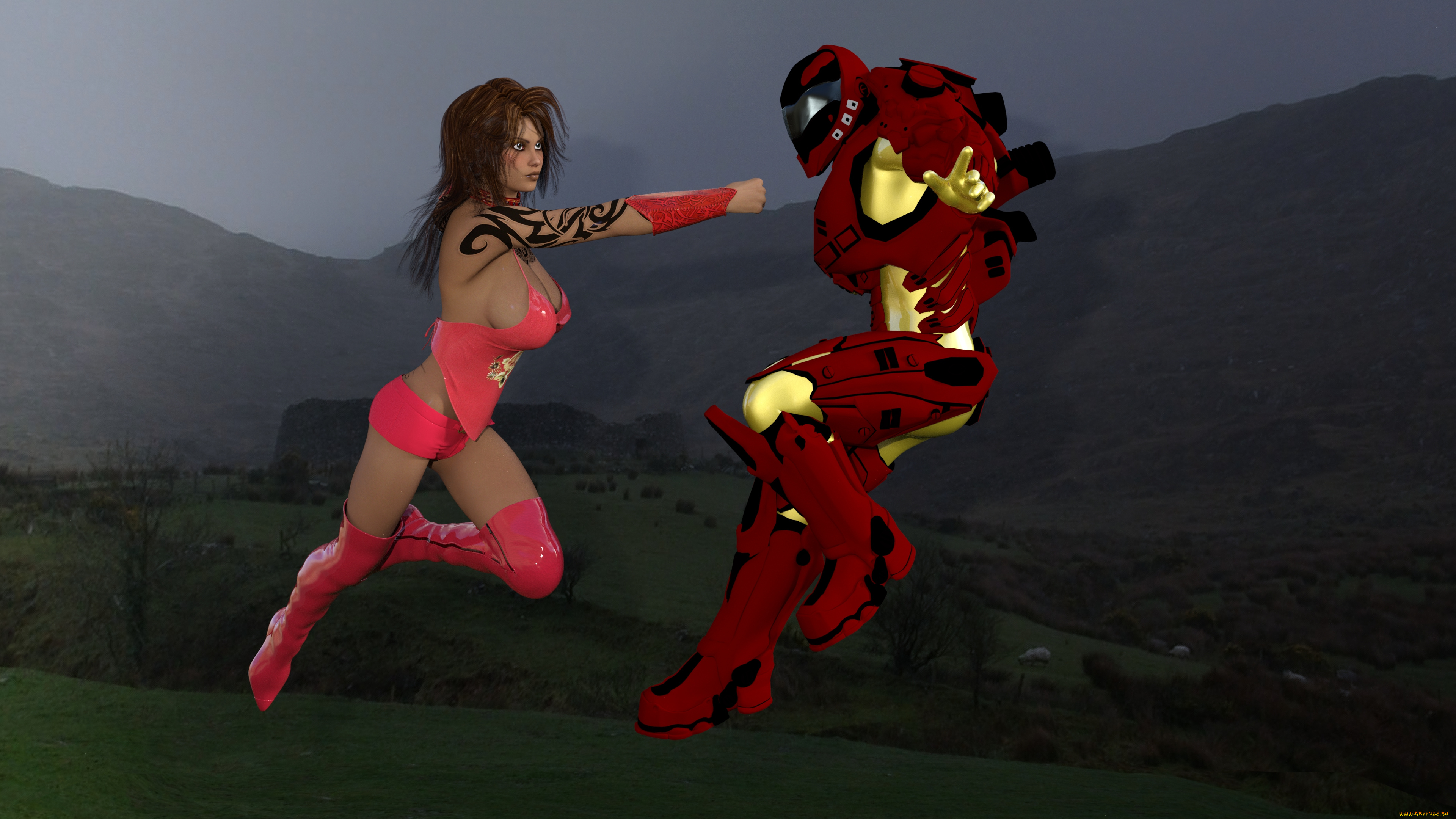 3д, графика, фантазия, , fantasy, фон, взгляд, девушка