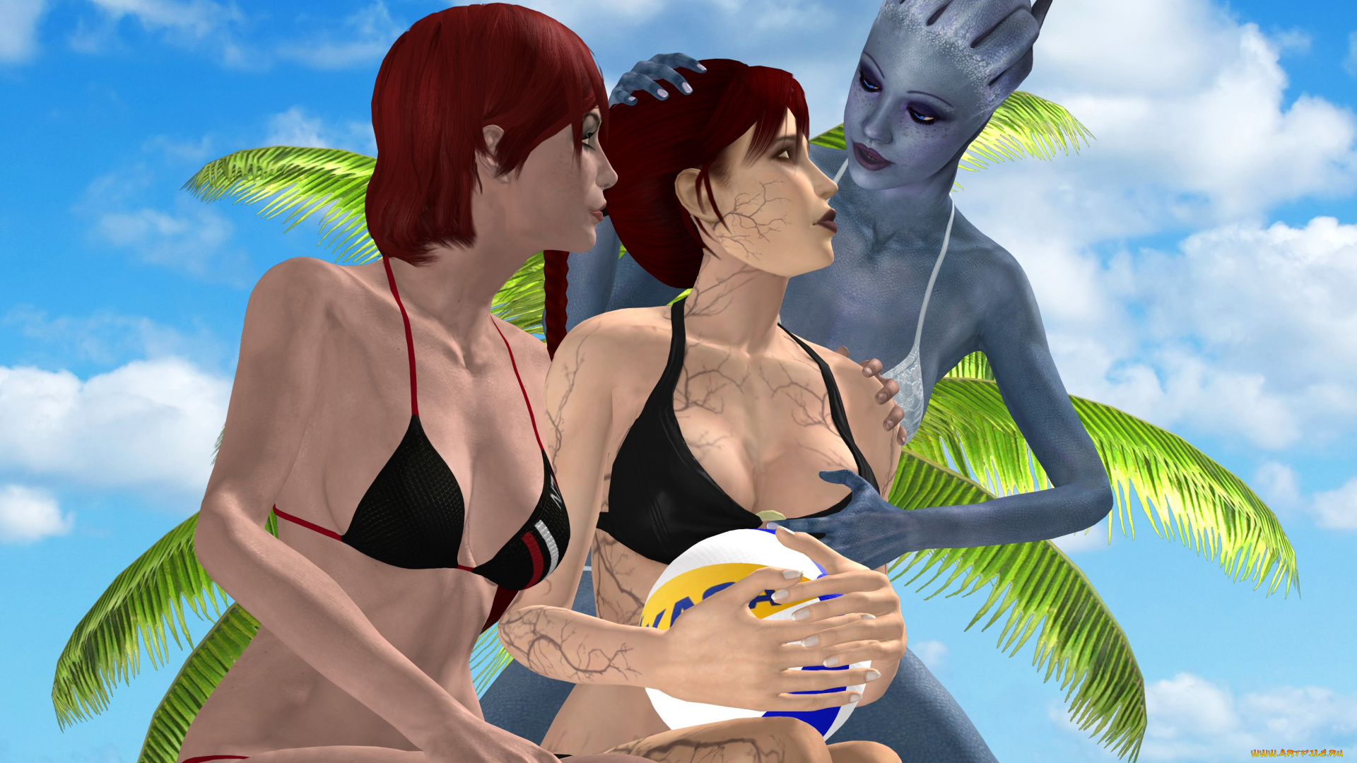 3д, графика, фантазия, , fantasy, фон, взгляд, девушки