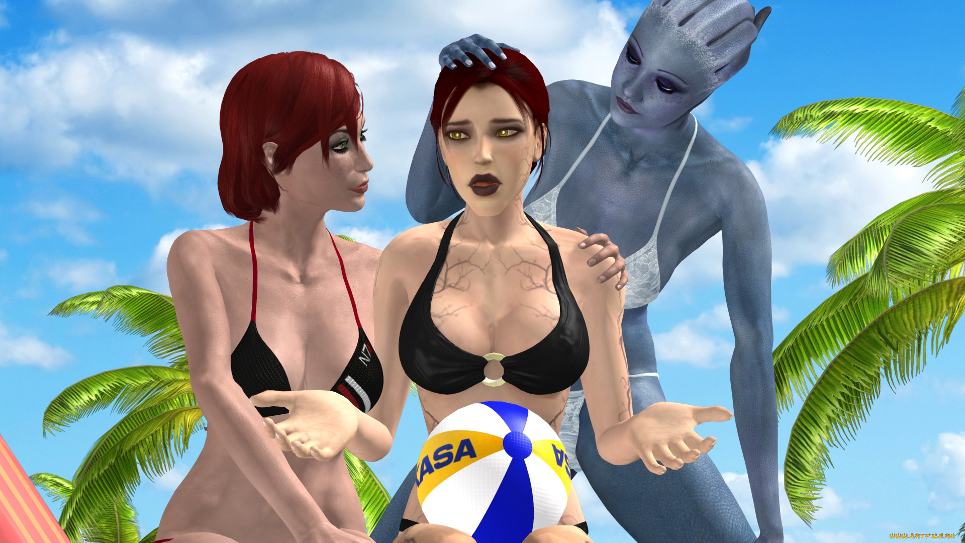 3д, графика, фантазия, , fantasy, фон, взгляд, девушки