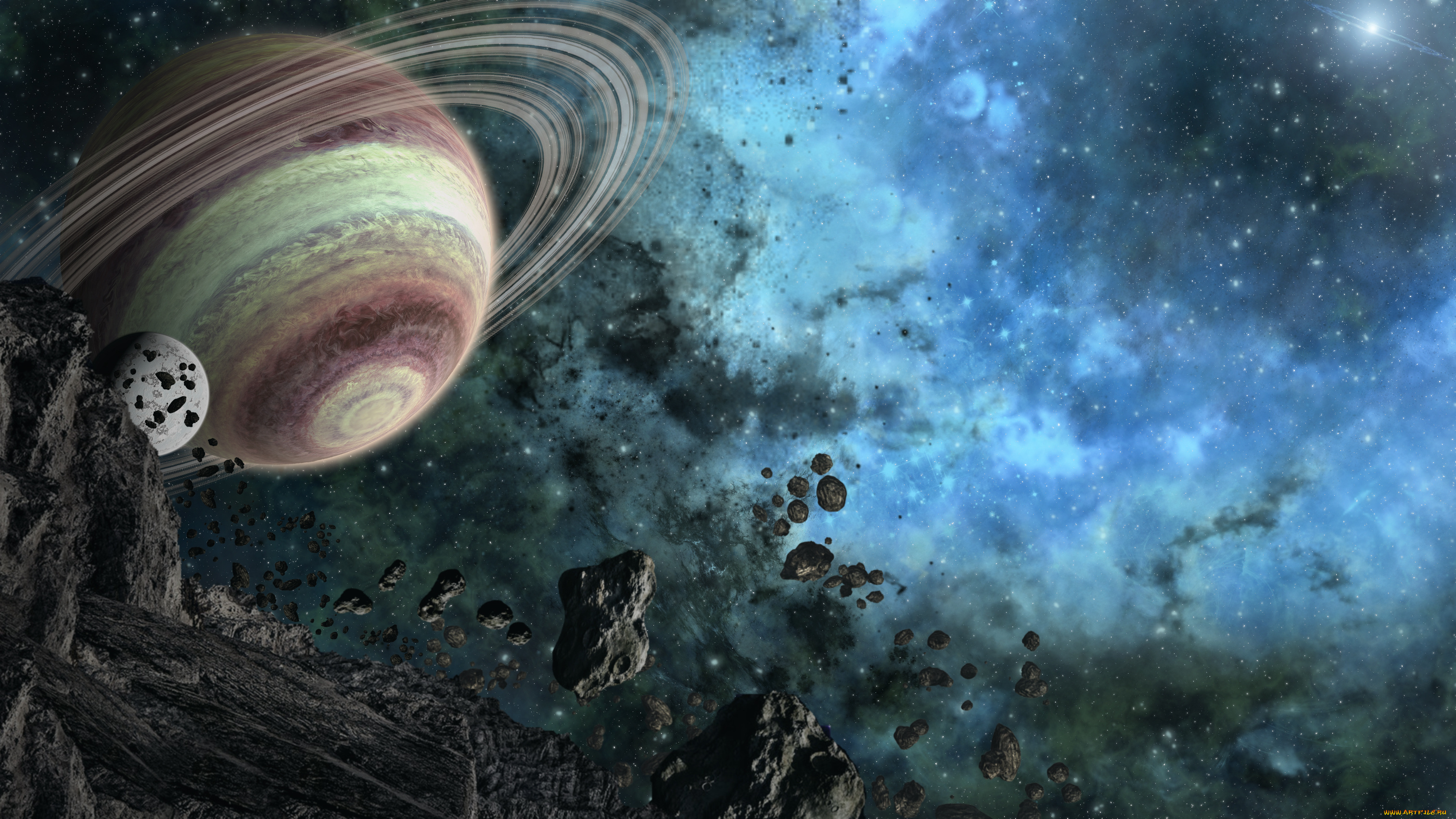 космос, арт, звезды, галактика, вселенная, планета