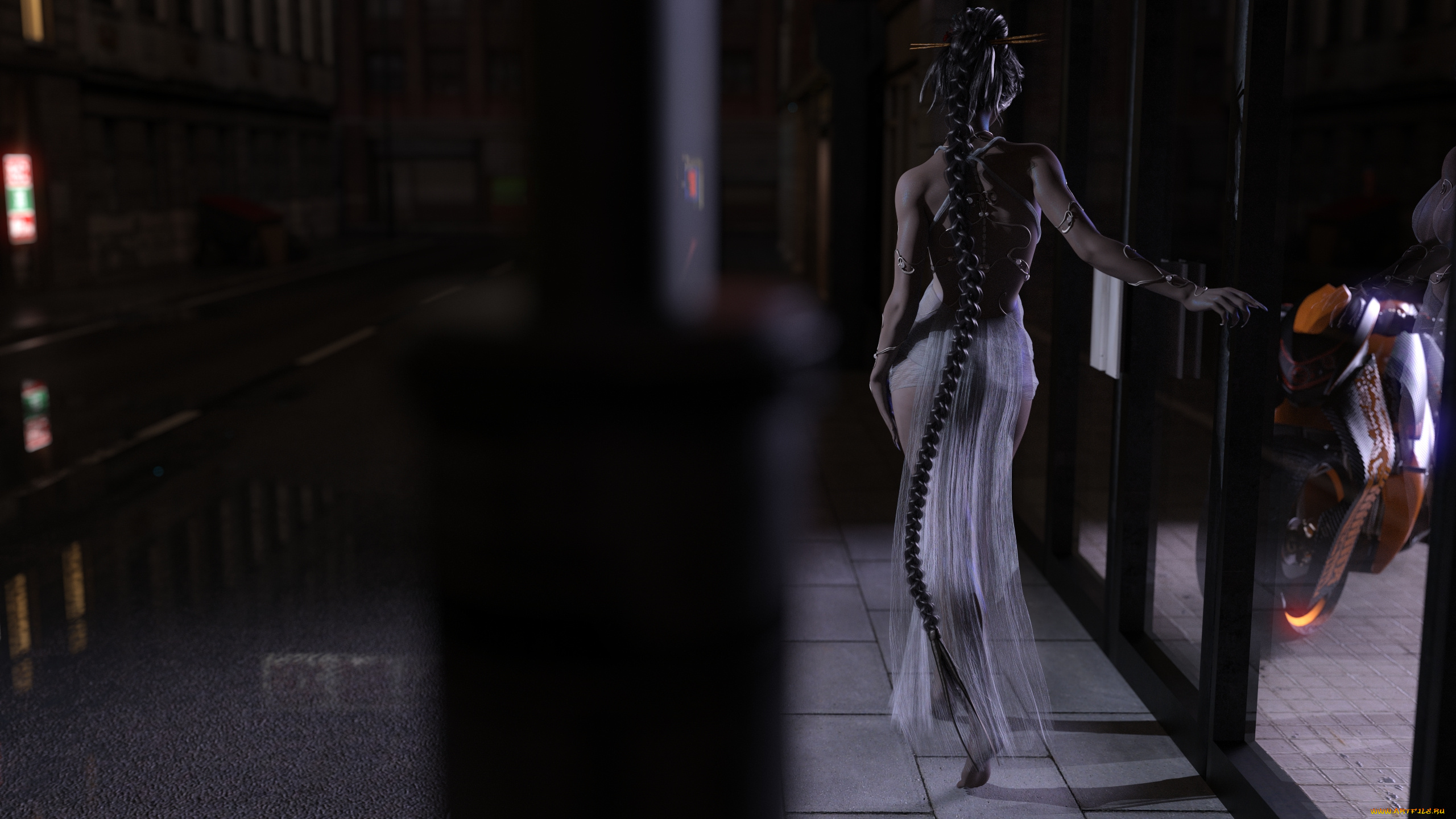 3д, графика, люди, , people, девушка, фон, коса