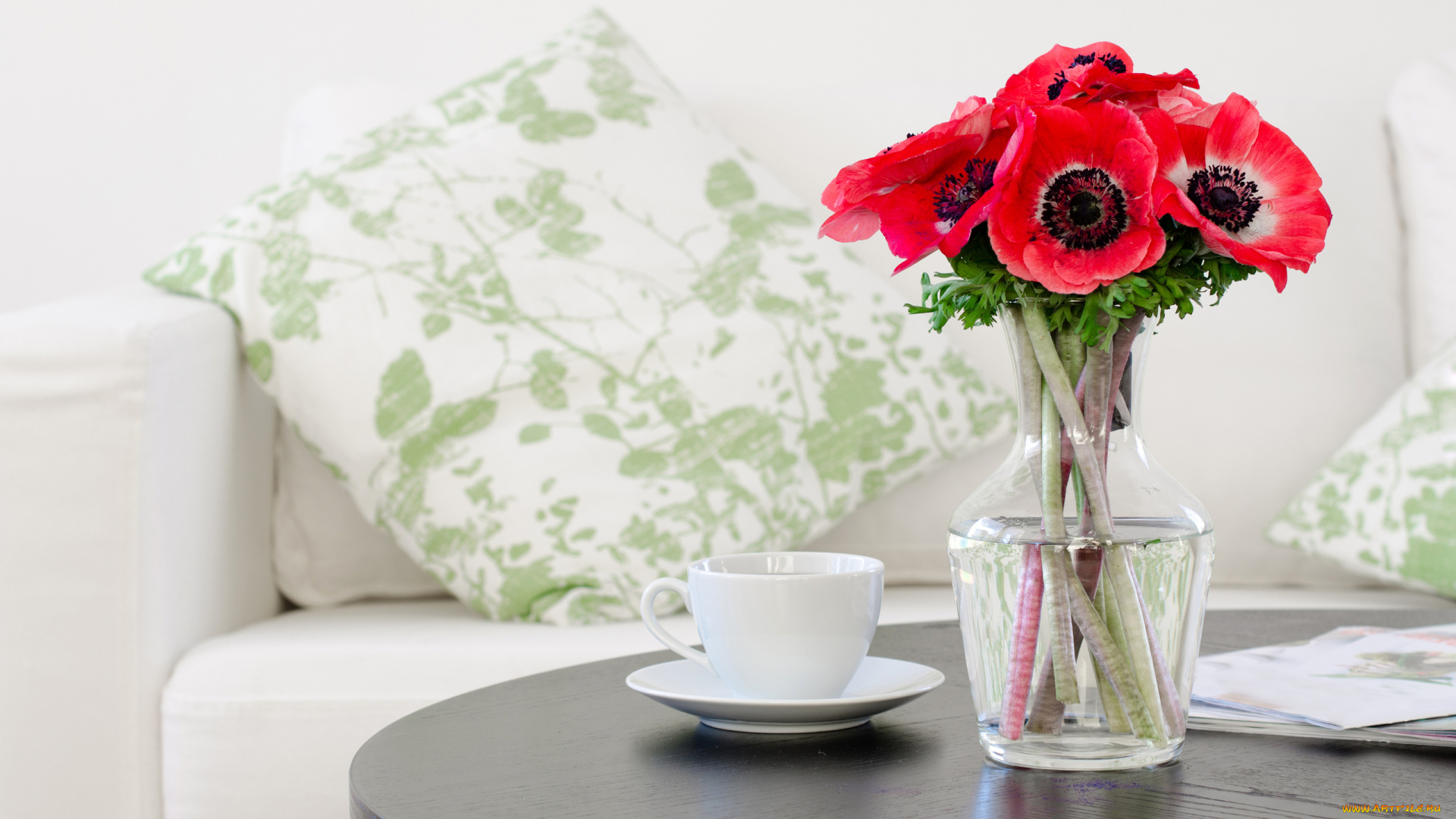 цветы, анемоны, , сон-трава, букет