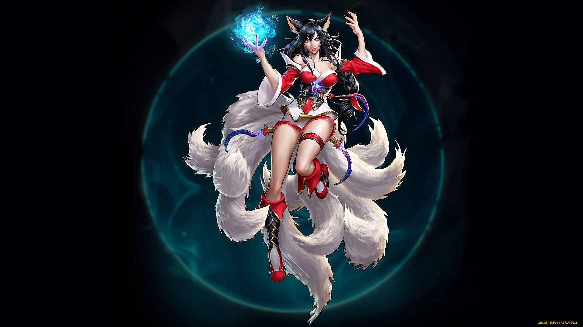 видео, игры, league, of, legends, ahri, хвосты, магия