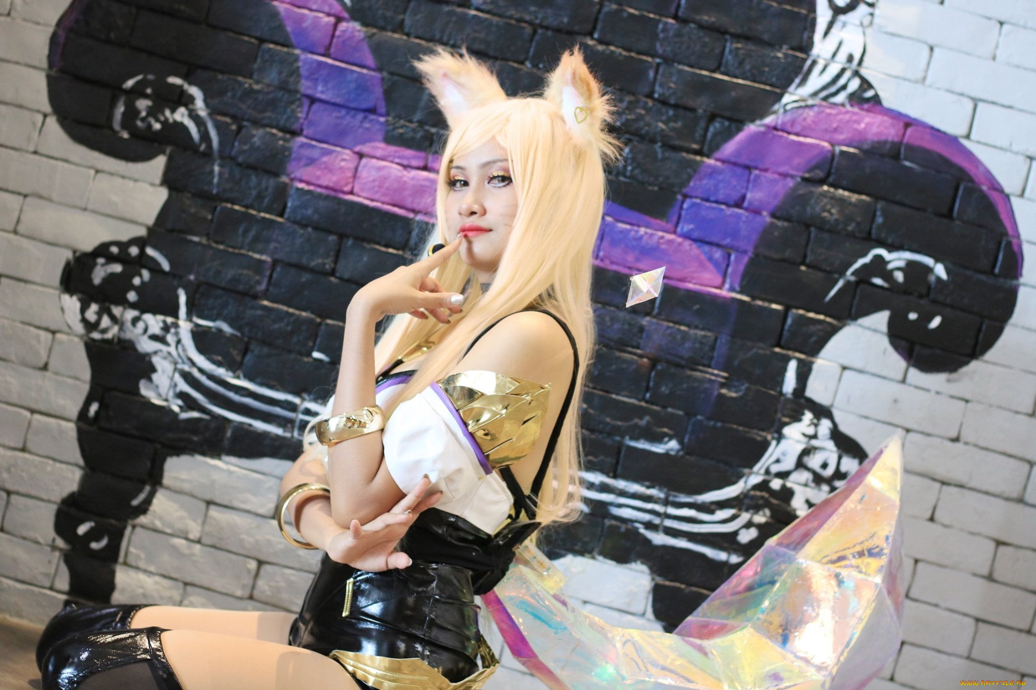 девушки, -, креатив, , косплей, костюм, стена