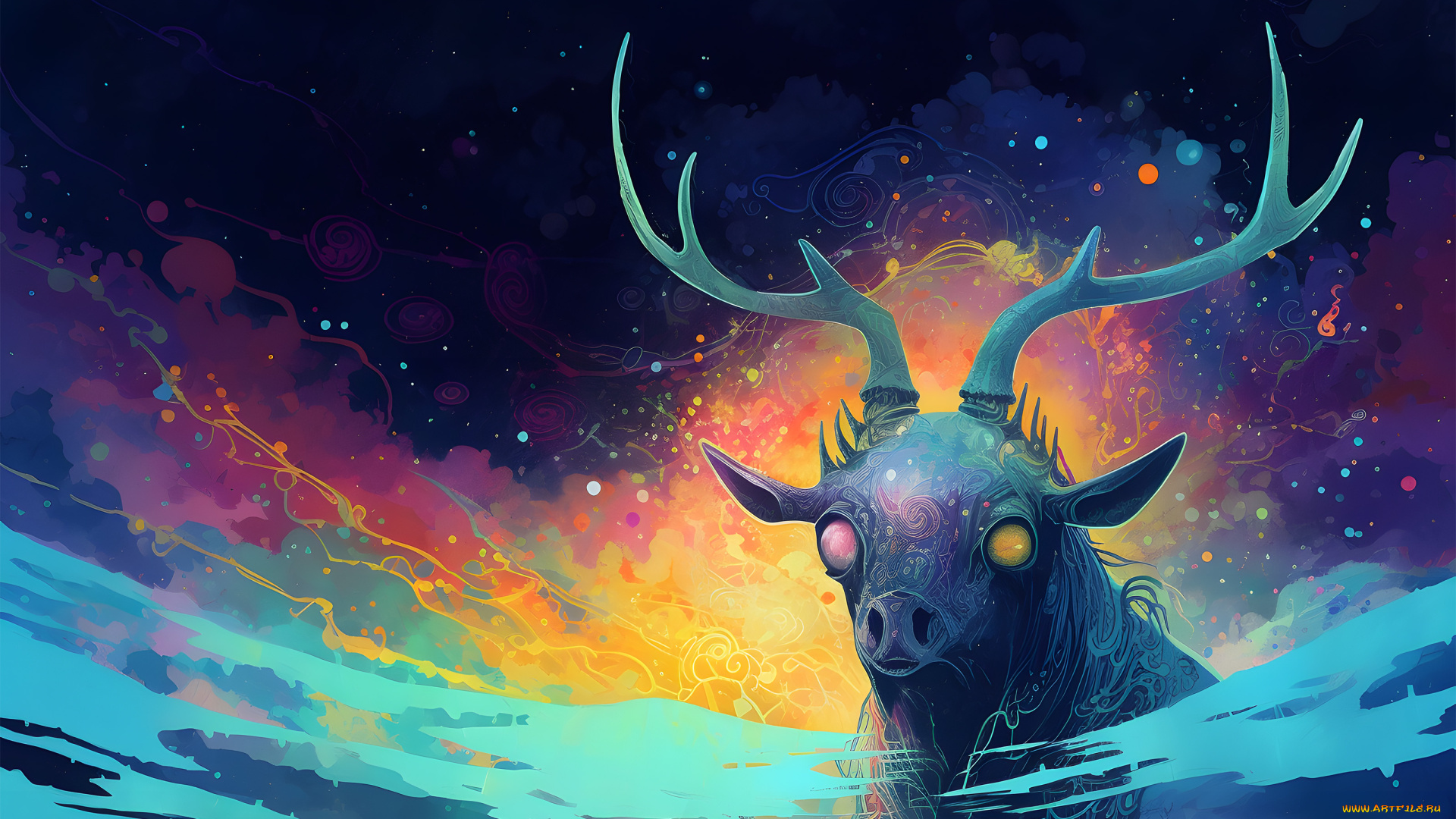 фэнтези, существа, разноглазый, олень