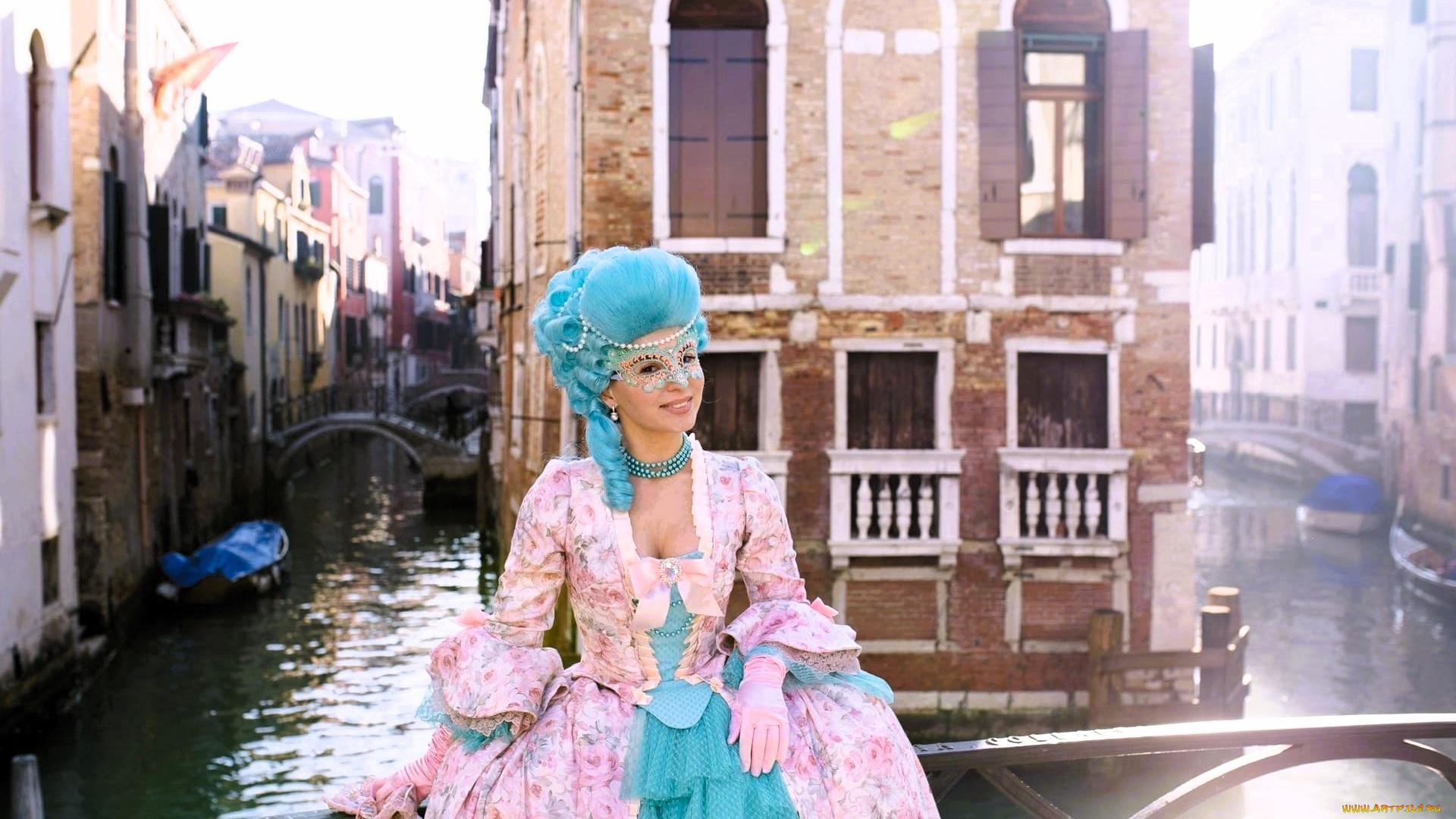 девушки, анна, шаховская, образ, косплей, наряд, костюм, платье, венеция, дома, мост, каналы, лодка