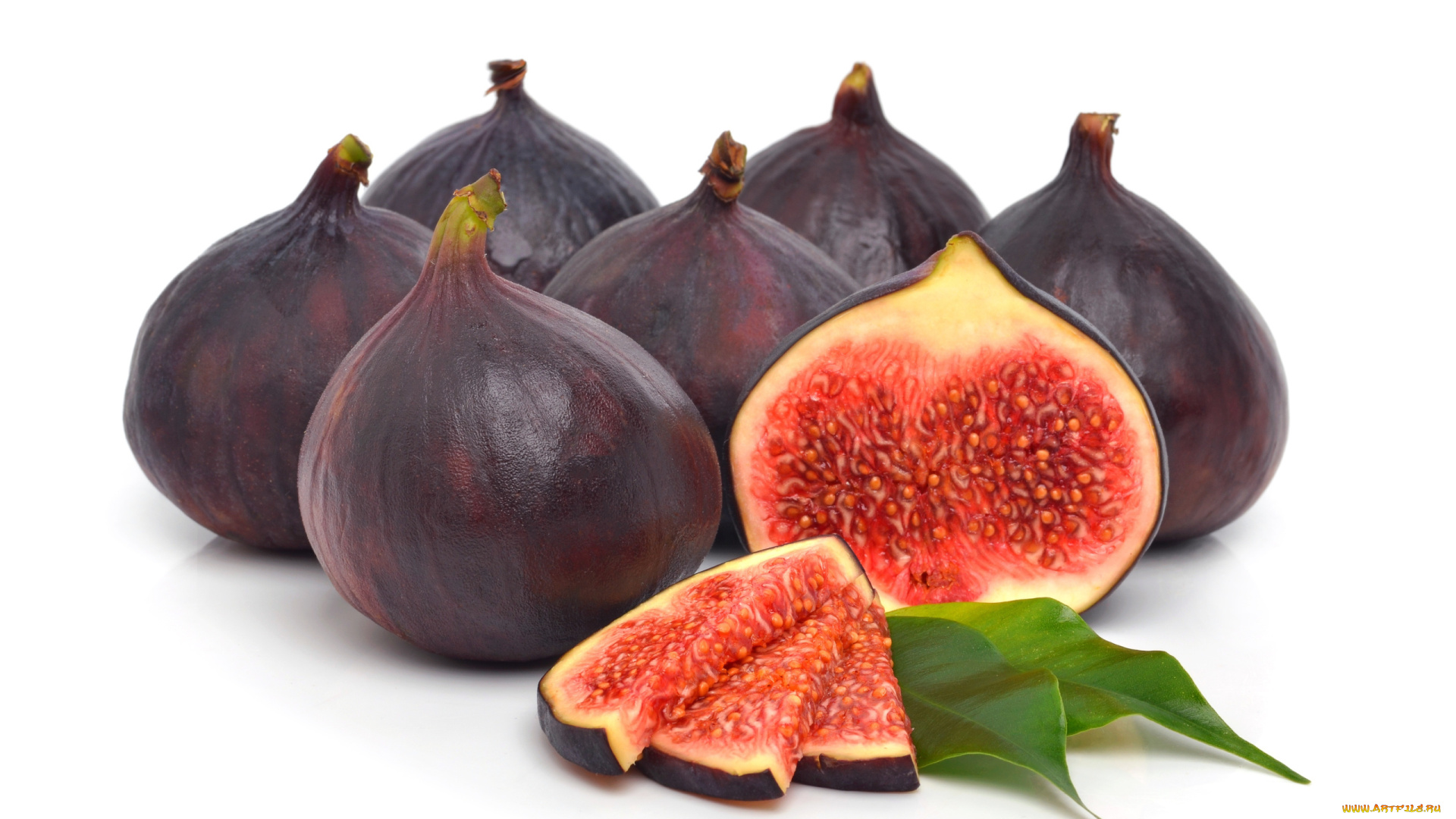 еда, инжир, листья, ломтики, фрукт